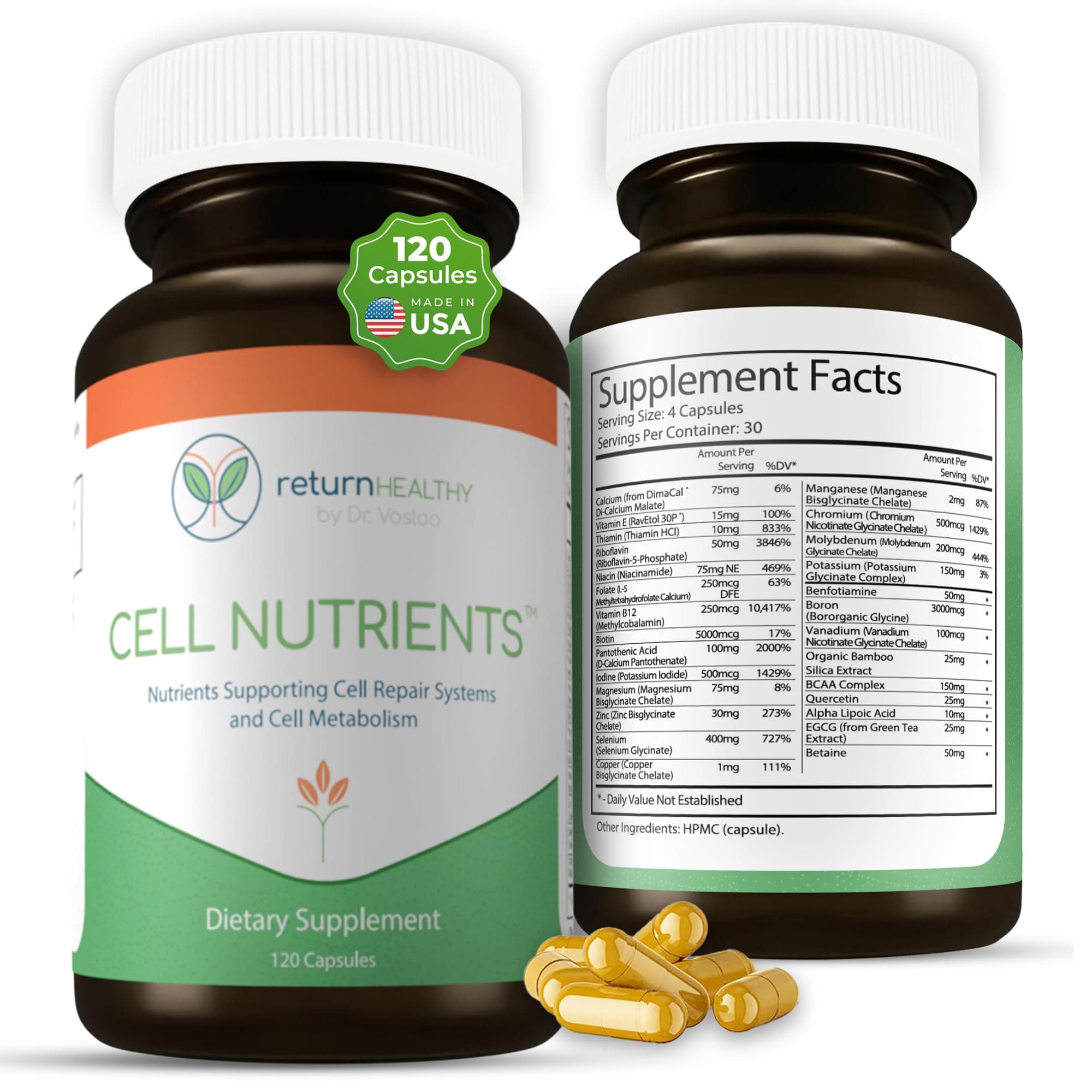 Cell Nutrients | Promotes Cell and Membrane Repair & Cell Metabolism | Helps Fight Tick-Borne Infections & More | Mitochondrial Supplements | Non-GMO, Vegan, 120 caps