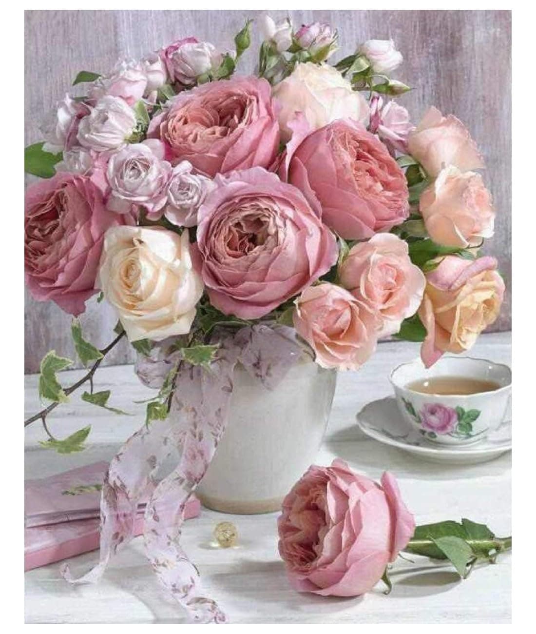 RANUR Enchanting Flower Rose 5D DIY Diamond Art Painting Kit Rhinestone Crystal Shiny Craft Canvas Painting Pictures for Kids and Adults, Ideal for Home Wall Decor 30x40 cm