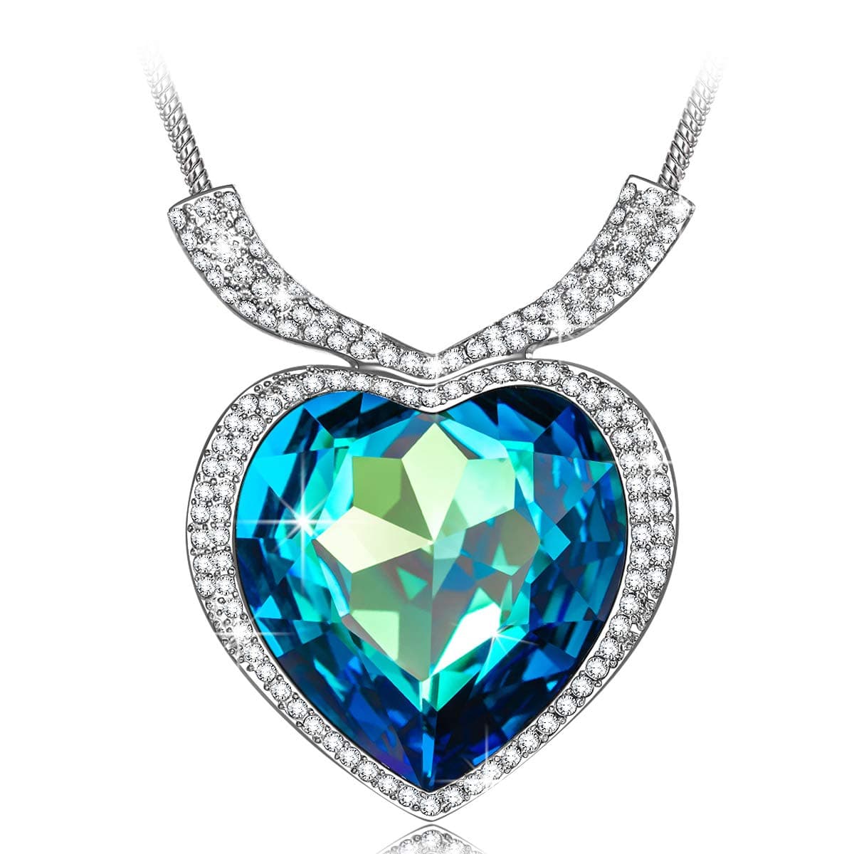 "Heart of the Ocean Pendant Necklace" Made with Heart Shape Blue SWAROVSKI ELEMENTS Crystal