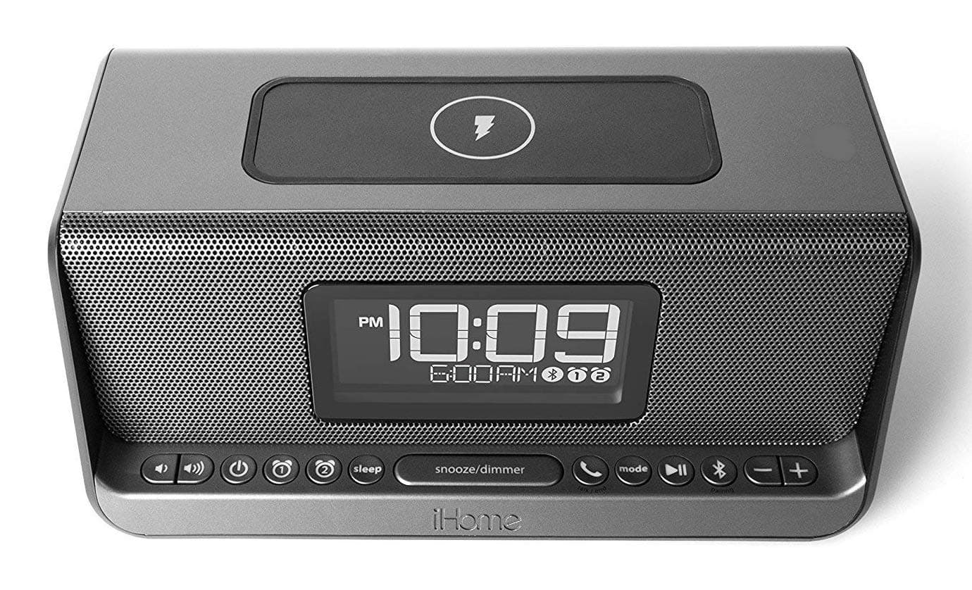 iHome iBN350 NFC Bluetooth Stereo Dual Alarm Clock with Speakerphone, Qi Wireless Charging and USB Out Charging for Any USB Device OPEN BOX