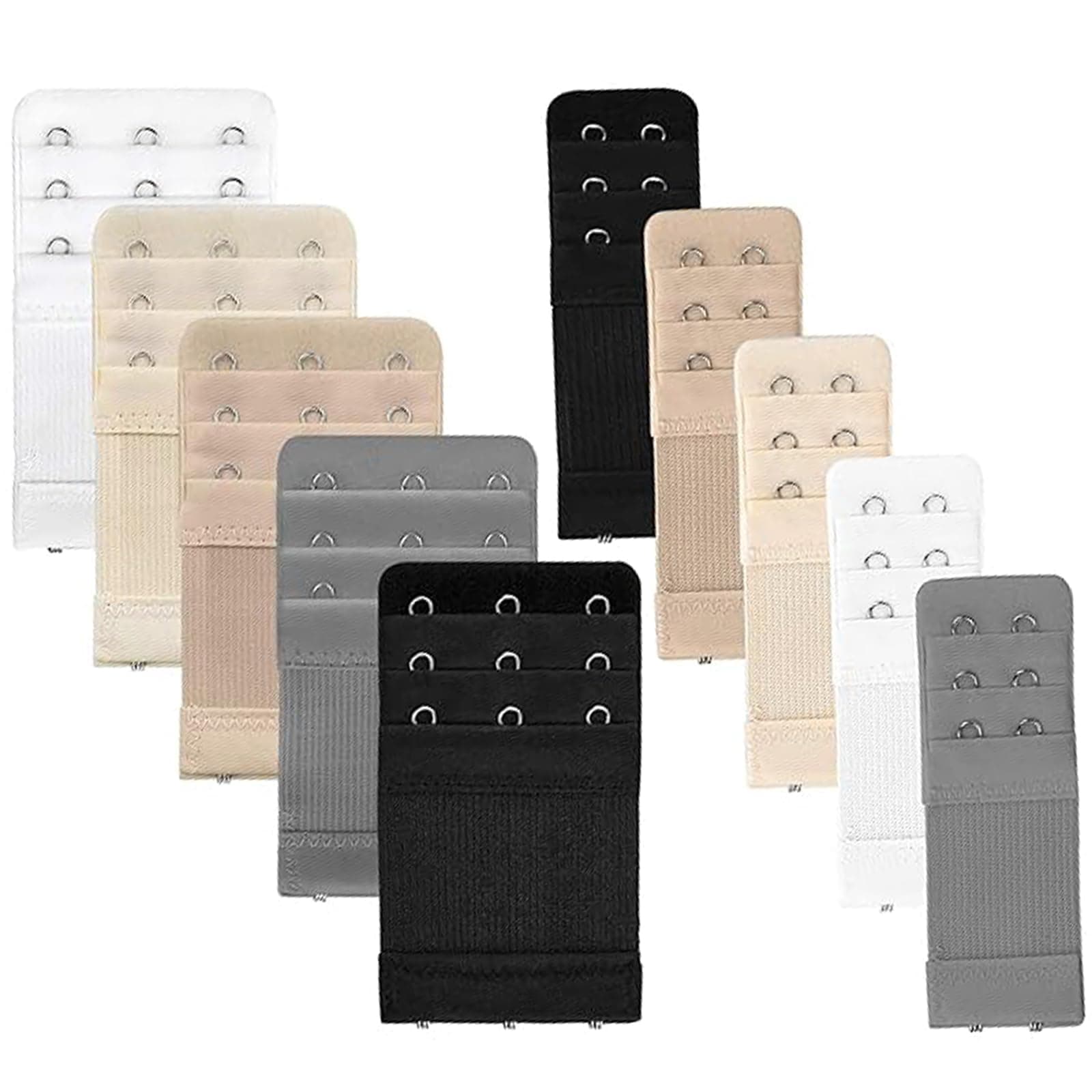 T Tersely 9/10 Pieces Bra Extender Bra Strap Extension Women's Elastic Extenders, 3 Rows 2 Hooks and 3 Rows 3 Hooks,Easy to Use, Ideal for Pregnant Women