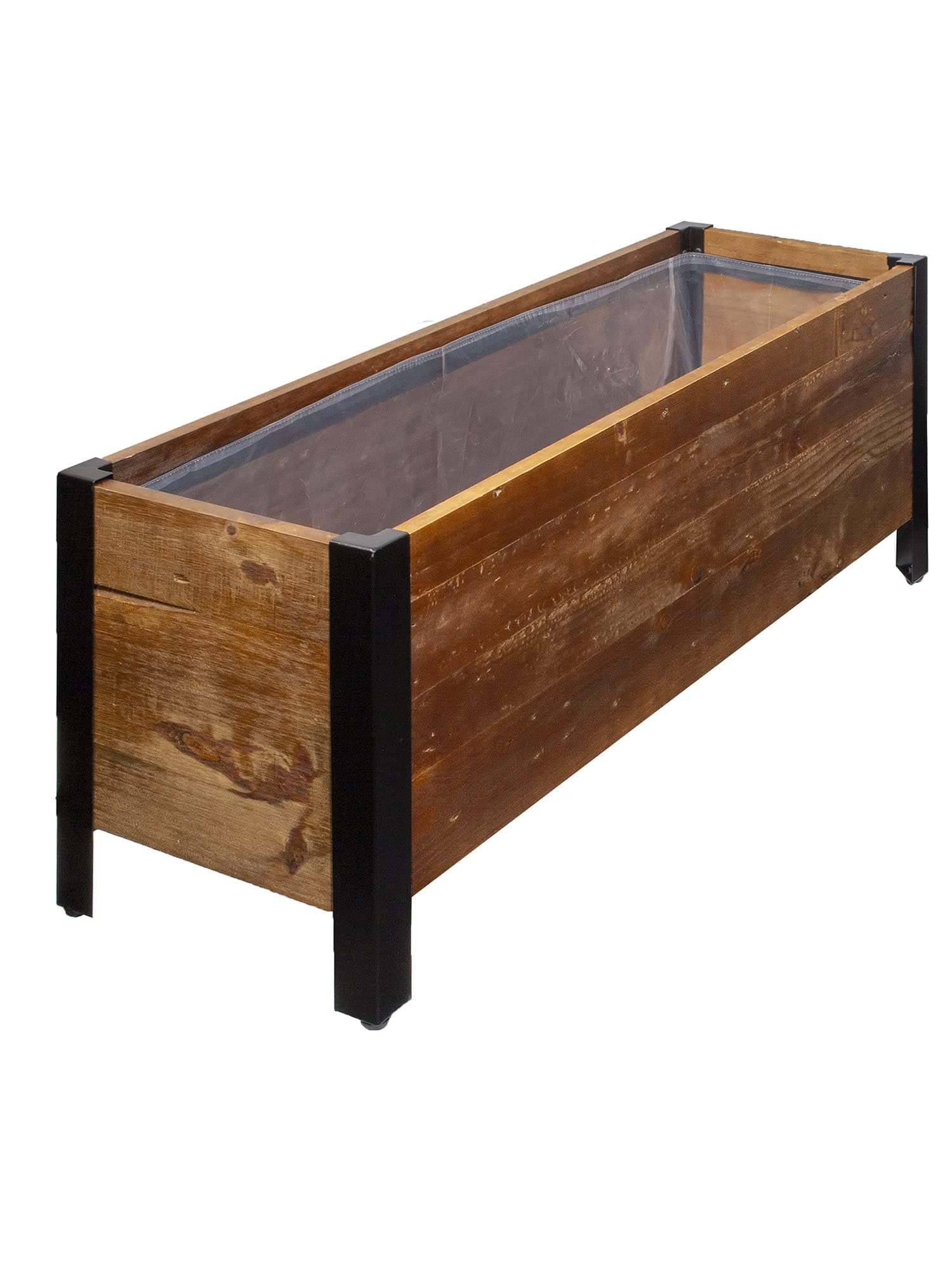 Amazon Basics Recycled Wood Rectangular Garden Planter, Brown, 37 x 13 x 15 Inch (LxWxH)