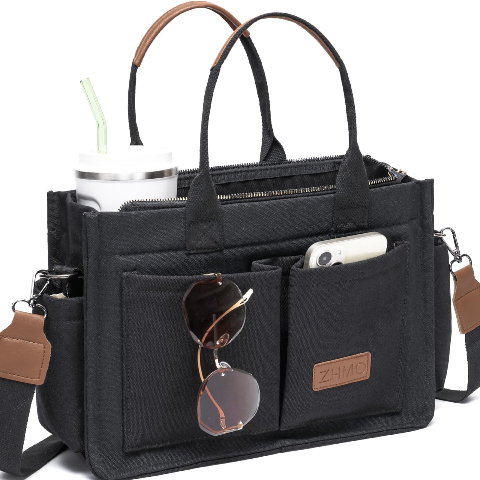 Canvas Tote Bag for Women,Women's Bags Crossbody Bags Work Laptop Tote Bag Large Handbags Purse for Travel Nurse Teacher