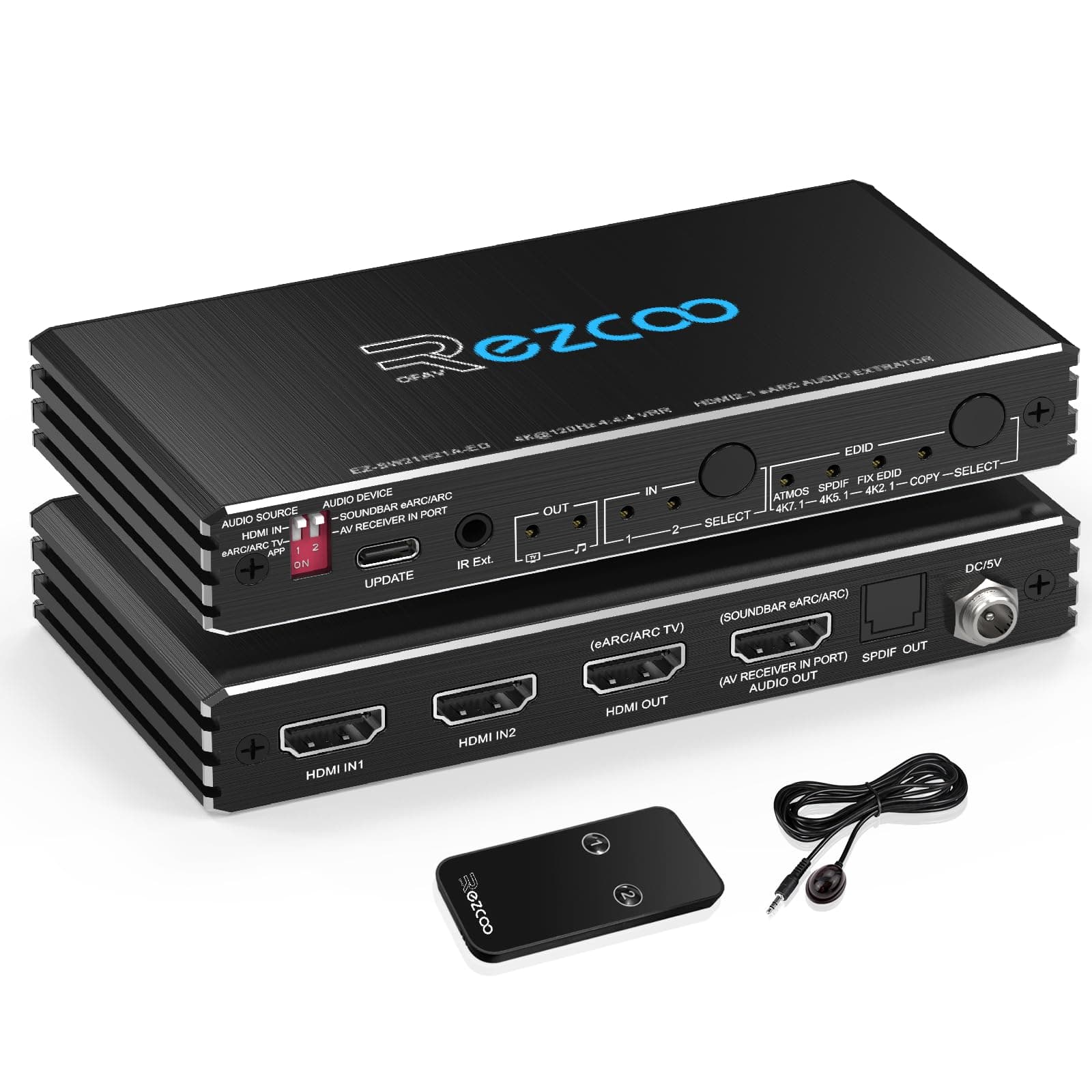 4K@120Hz HDMI 2.1 Switch 2 in 1 Out with Audio Extractor VRR ALLM HDCP2.3 ARC eARC HDR CEC SPDlF Optical Audio Out D-o-l-b-y Digital EDID for PS5 Xbox NVIDIA AMD