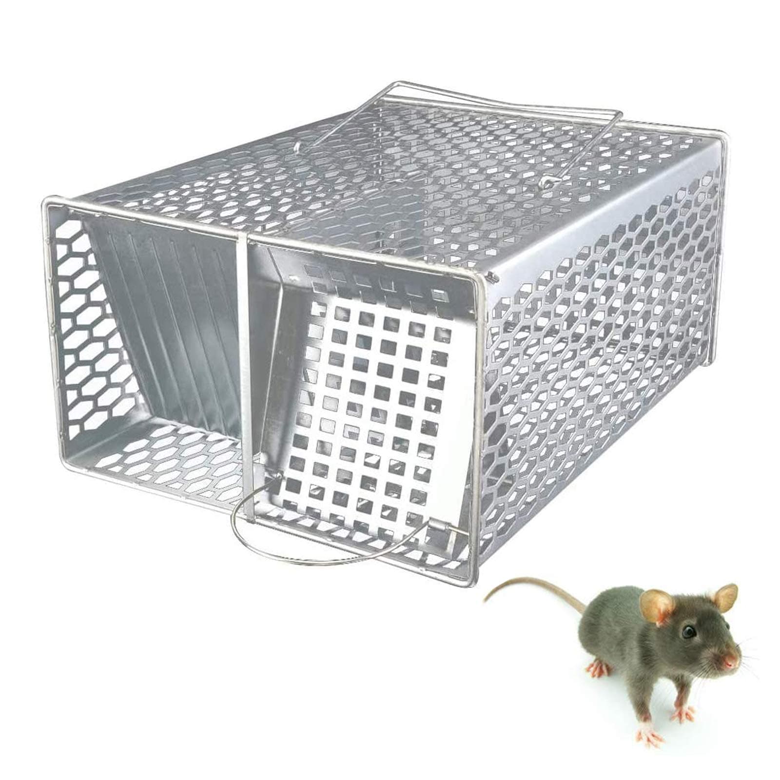 Extra Huge Humane Rat Trap, Large Mouse Traps, Chipmunk, Squirrel, Reusable for Indoor and Outdoor, Safe for Kids and Pets (White)