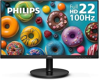 Philips 221V8LB 22 inch Class Thin Full HD (1920 x 1080) Monitor, 100Hz Refresh Rate, VESA, HDMI x1, VGA x1, LowBlue Mode, Adaptive Sync, 4 Year Advance Replacement Warranty