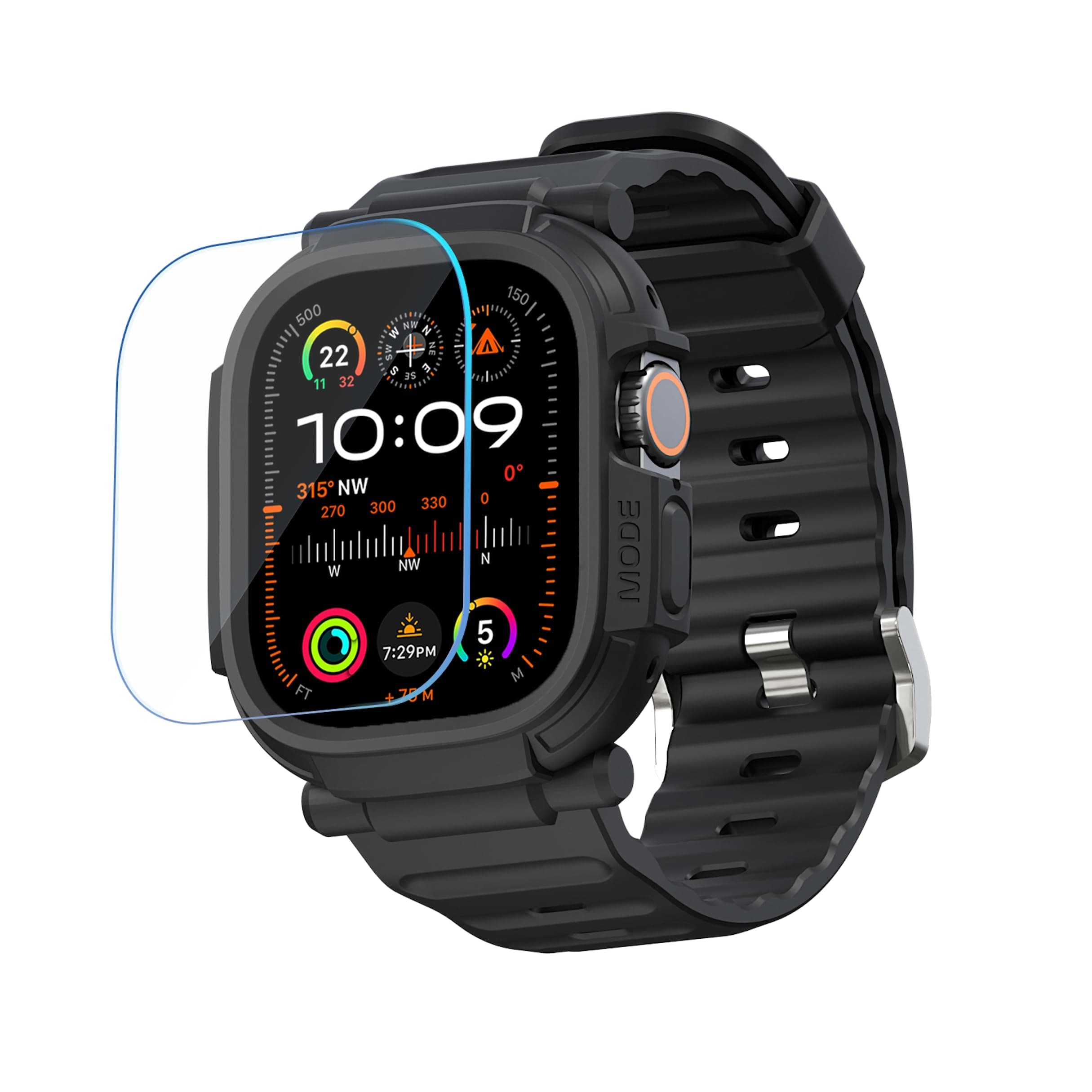 elkson Made for Apple Watch Ultra 2 1 Bumper Case Band 49mm Screen Protector Tempered Glass, Quattro Pro 2.0 Series Rugged for iWatch, Military Grade Durable Protective Cover, Shock Proof, Black