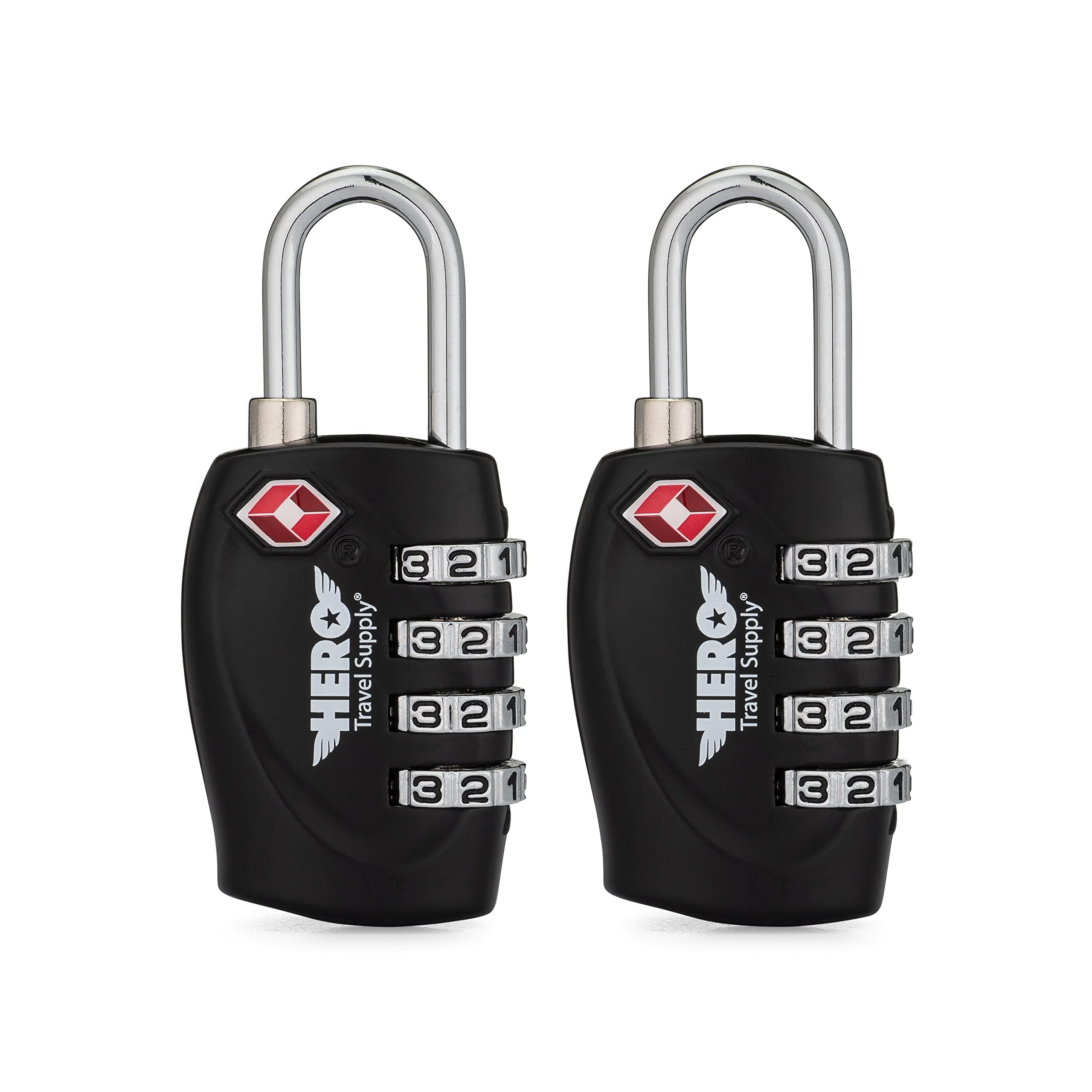Hero Luggage Lock (2-Pack) – TSA Approved – 4 Digit Combination Padlock for Travel, Suitcases, Lockers, Backpacks