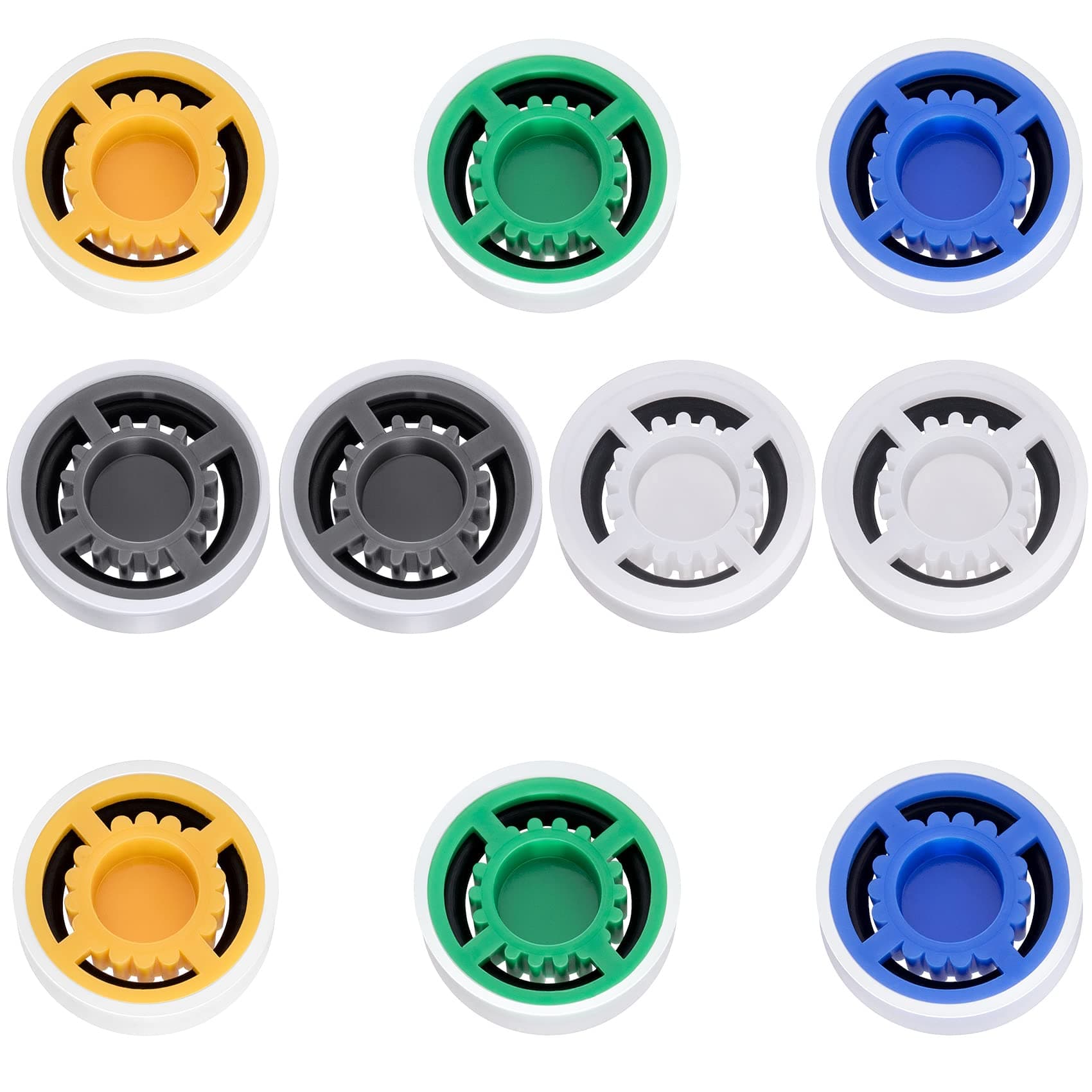 PAGOW 10pcs Shower Flow Reducer Limiter, gpm 1.5 1.8 2.0 2.5 3.0 Water Saver Adapter Set for Handheld Shower, Bathroom, Toilet (0.56x0.54 x 0.21inch)