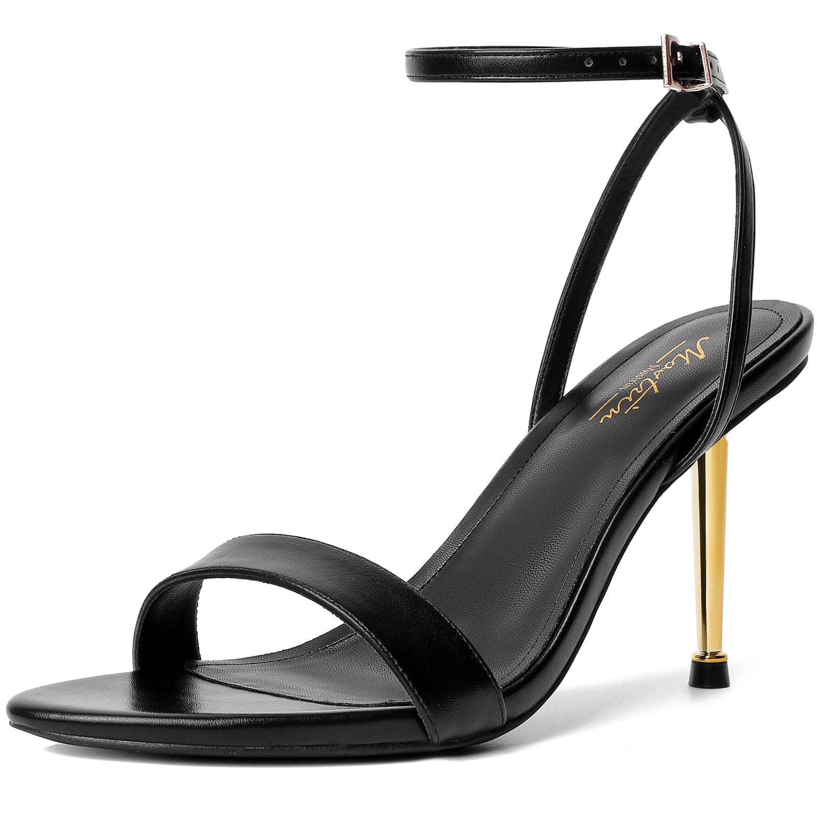 Strappy Heels for Women Lace Up Ankle Strap Round Open Toe Stiletto High Heels Women's Heeled Sandals for Prom, Party, Daily