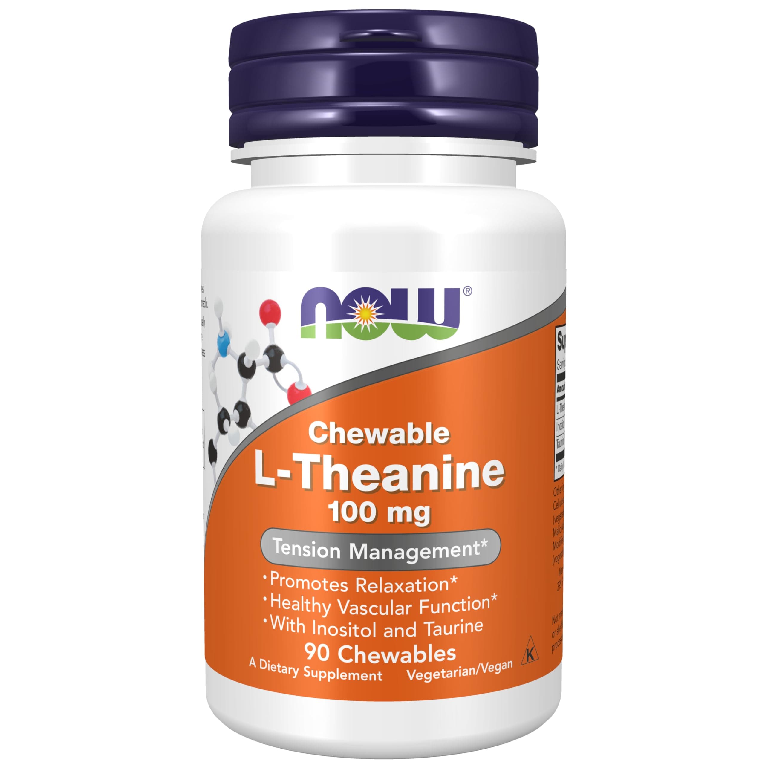 Now Foods L-Theanine100 mg 90 Chewables Tablets