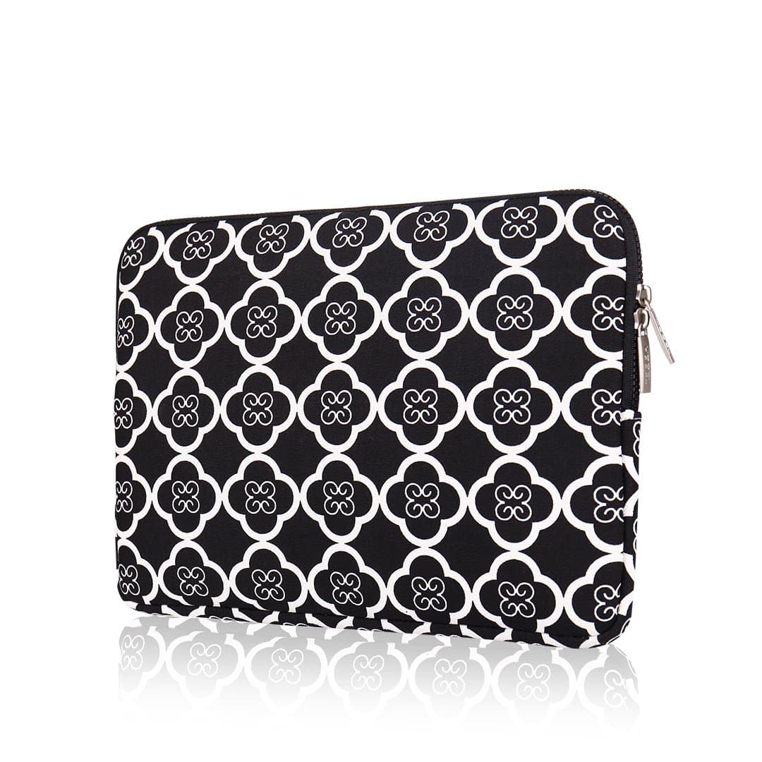 Laptop Sleeve, Butterfly Flower Style Canvas Fabric Bag Cover for 13-13.3 Inch MacBook Pro, MacBook Air, Notebook with a Small Case for Charger or Magic Mouse, BALCK