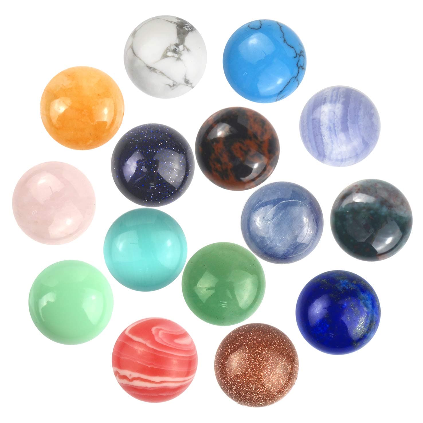 Gemstone Mix Kinds of Jasper Agate Round Shape Ring face Cabochon CAB Flatback, DIY Jewelry (14mm)