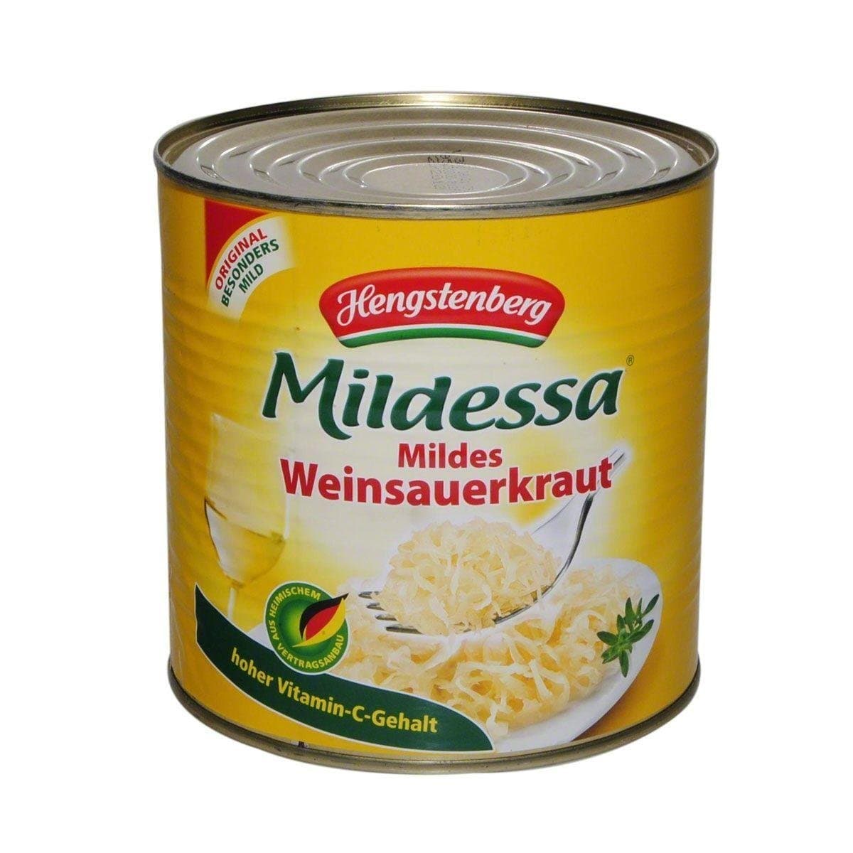 German Hengstenberg Mildessa Mild Pickled Cabbage (Sauerkraut) -Packs of 4 x 810g/770g