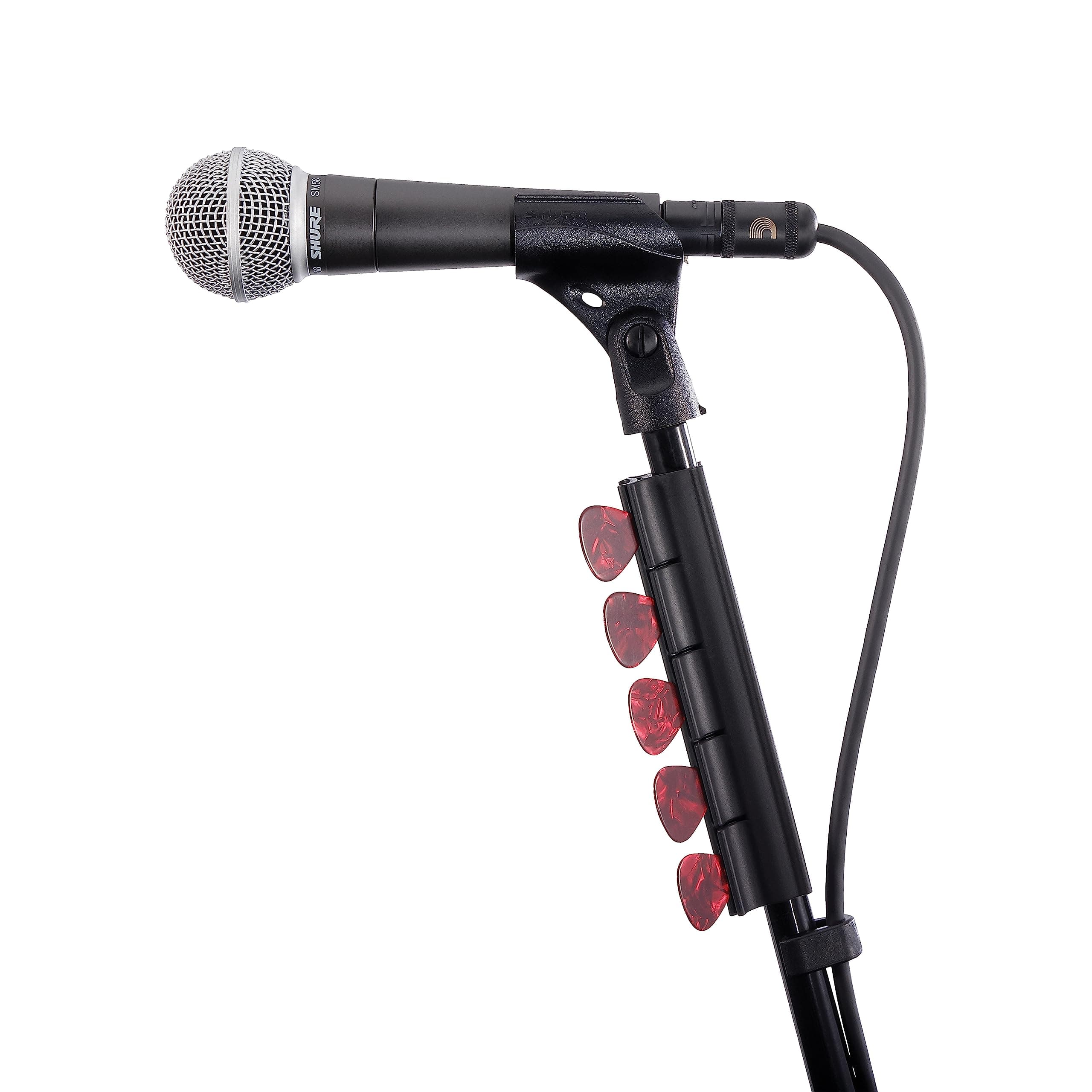D'Addario Accessories Microphone Stand Pick Holder - Guitar Pick Holder for Microphone Stand - Holds 10 Guitar Picks of All Gauges and Sizes