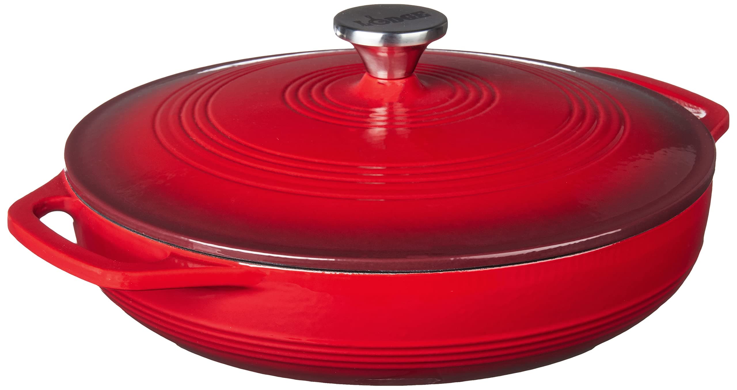 Lodge Essential Enamel Braiser - Refrigerator- & Oven-Safe up to 500° F - Heat-Retaining, Induction-Safe & PFAS-Free Enamel Cookware - 3.5 Quart, Island Spice Red