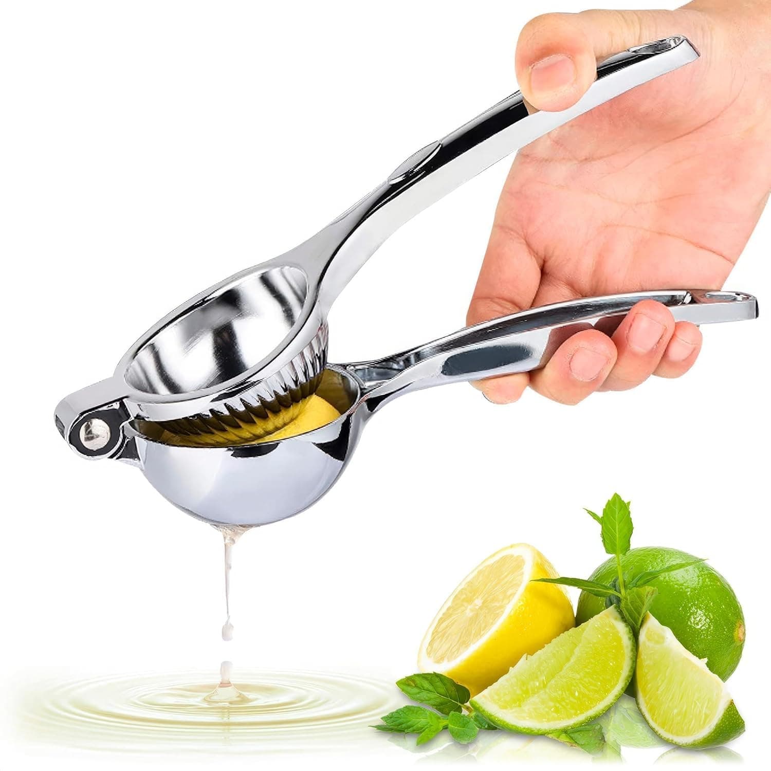 Stainless Steel Lemon Squeezer – 8.3"x2.6" Lime Squeezer | Heavy-Duty, Ergonomic Handheld, Juicer for Citrus Juice Extraction for Holiday & Festive Drinks, Great Kitchen Gifts for Chefs