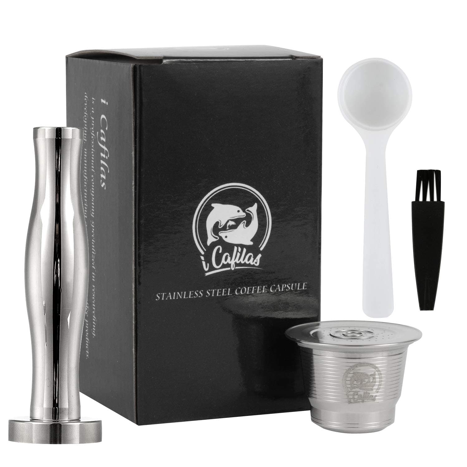 New Version Steel Nespresso Capsules with Tamper Reusable Nespresso Capsules Permanent Pod Holder Compatible with Nespresso Original Line Machines Silver