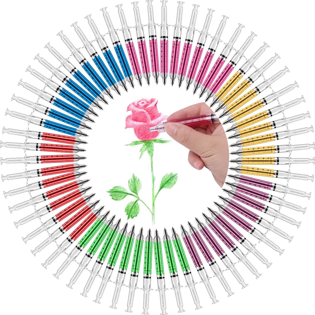 Syringe Pens Writes In MultiColor Ink, Nurse Pens For Boys And Girls, Imaginary Doctor Play, School Supplies (6Color, 60PCS)