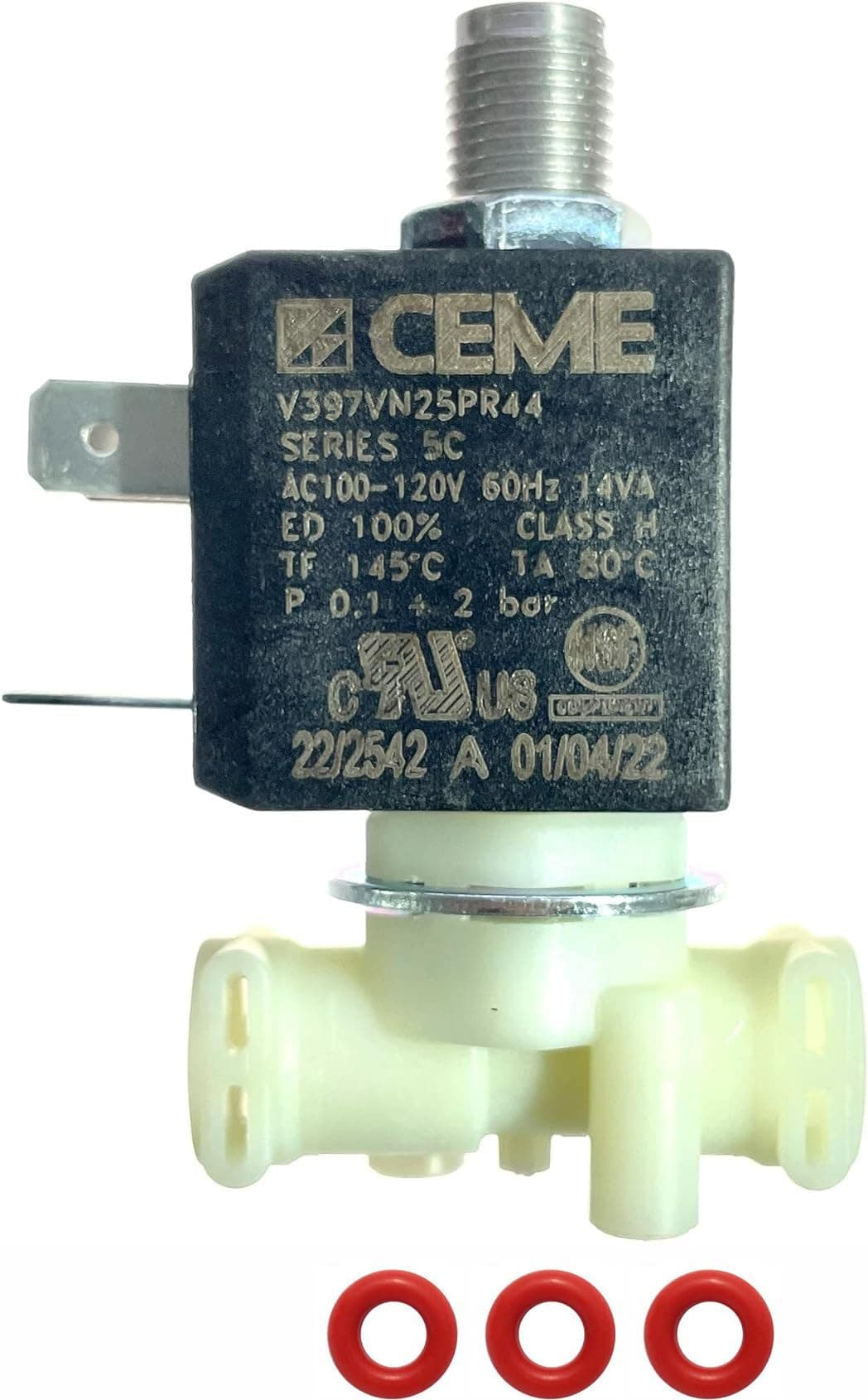MacMaxe 3 Way Solenoid Valve – CEME V397VN25PR44 – 120V 60Hz – Replacement of OLAB 9200H for Breville Espresso Machines