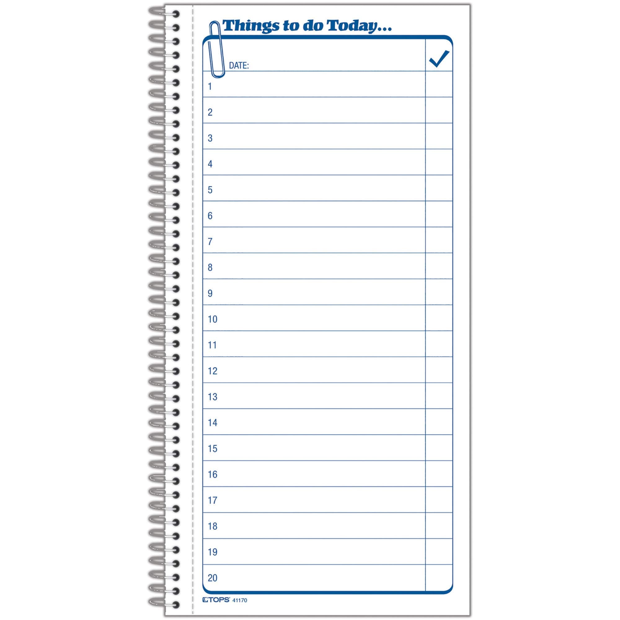 TOPS Daily Agenda/Things To Do Form, 2-Part, Carbonless, 5.5 x 11 Inches, 50-Sets per Pad (41170)