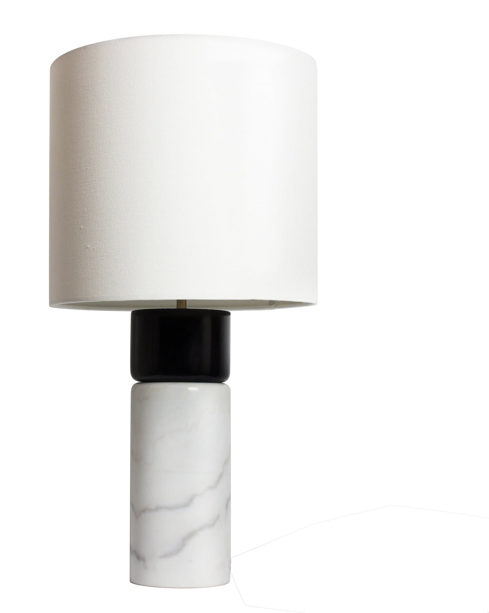 Luxeria L2 LUX1266 Chandeliers Carrara Table LAMP, White, Modern, Marble & Black Wood