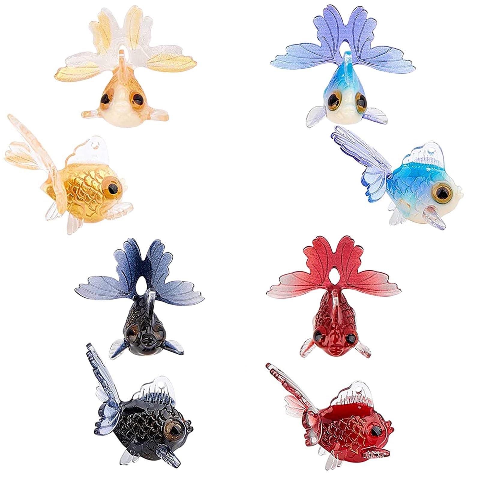 SUNNYCLUE 8Pcs 4 Colors Resin Goldfish Charms 3D Simulation Goldfish Charm Miniature Lifelike Fish Ornaments for Summer Earrings Bracelet Necklace Keychain Jewelry Making DIY Craft Finding Supplies