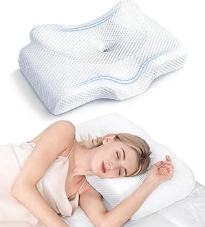 Osteo Cervical Pillow for Neck Pain Relief, Hollow Design Odorless Memory Foam Pillows with Cooling Case, Adjustable Orthopedic Bed Pillow for Sleeping, Support for Side Back Sleepers