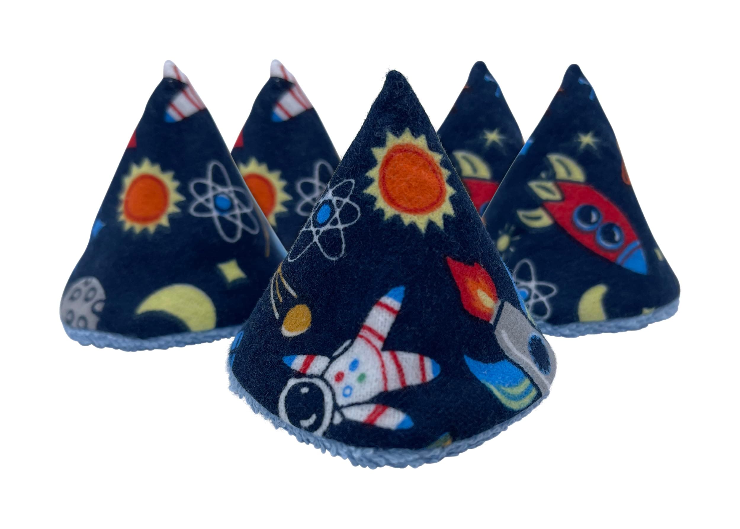 Beba Bean Washable Cotton Pee-Pee Teepees That Shield Baby Boys Pee During Diaper Changes. Makes a Great add-on Gift for a Baby Shower Thanks to its Fun, Gift-Ready Store Packaging. 5 Pack. Space