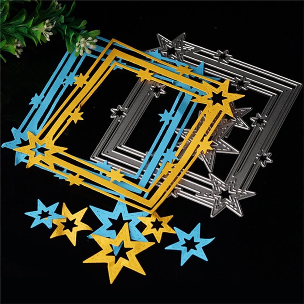 yimosecoxiang Cutting Dies DIY Scrapbook Fashion Star Photo Frame Steel Cutting Die Photo Album Art Card DIY Craft Mold - Silver