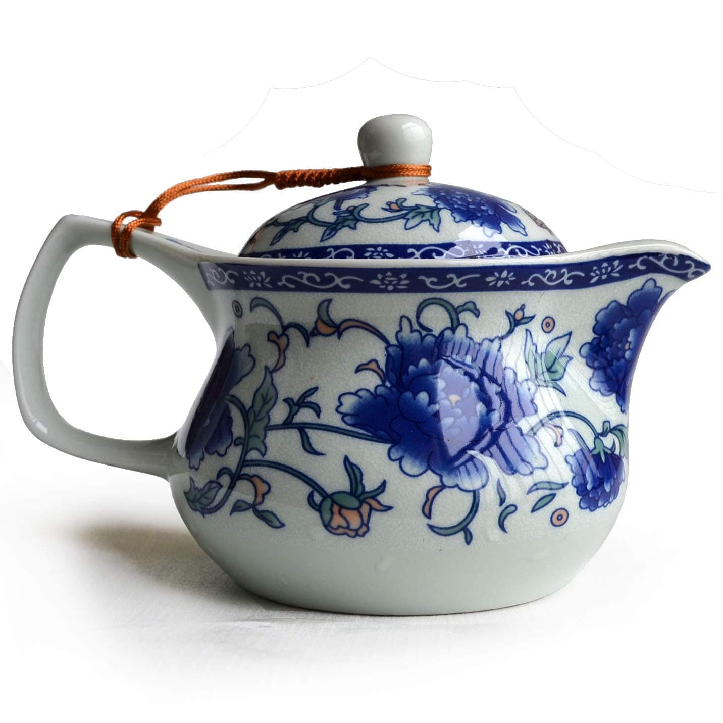 Yxhupot Teapot 15oz Blue White Porcelain China Stainless Steel Infuser Flower (cihu mudan)