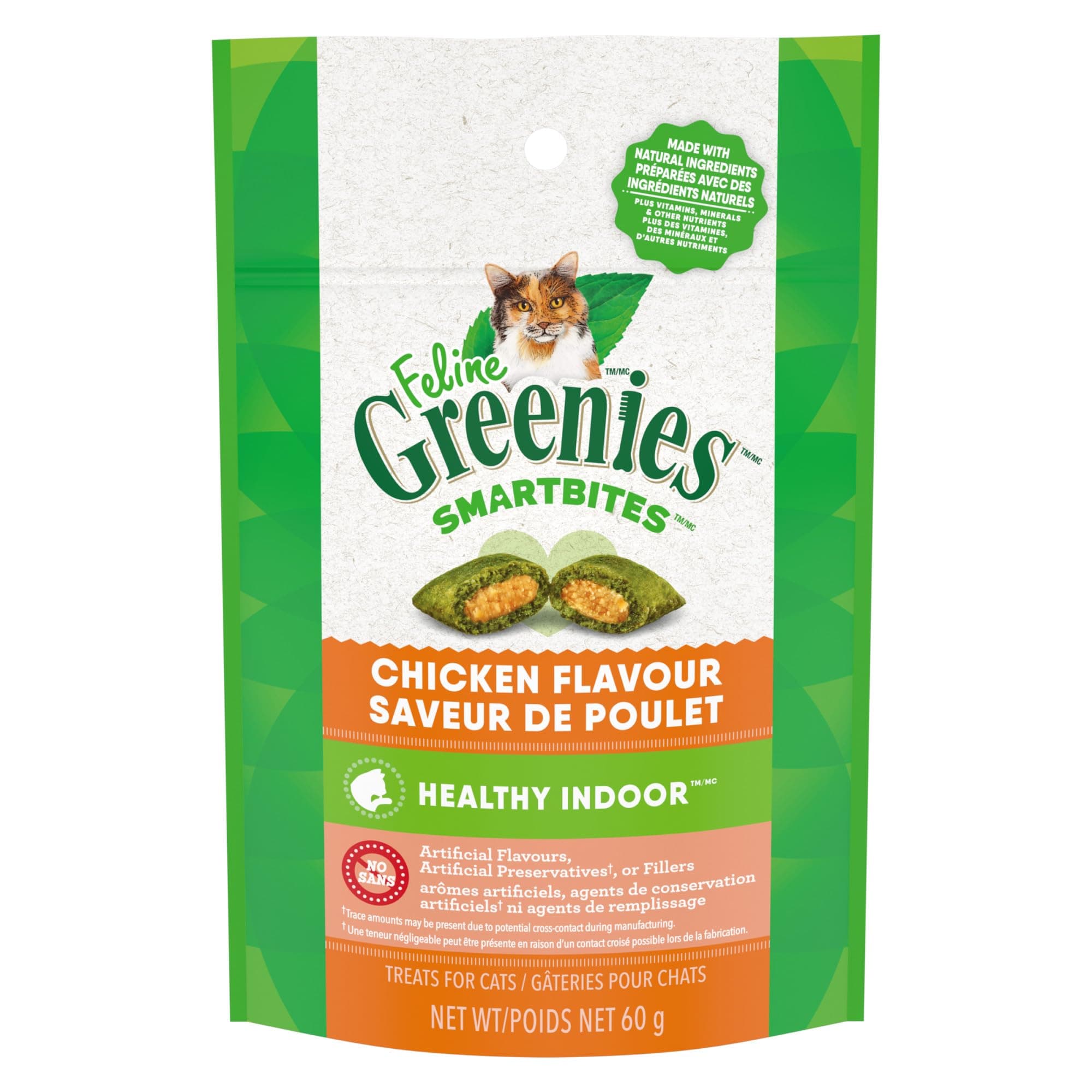 Greenies Smartbites Cat Treats, 2.1-Ounce Hairball Control/Chicken