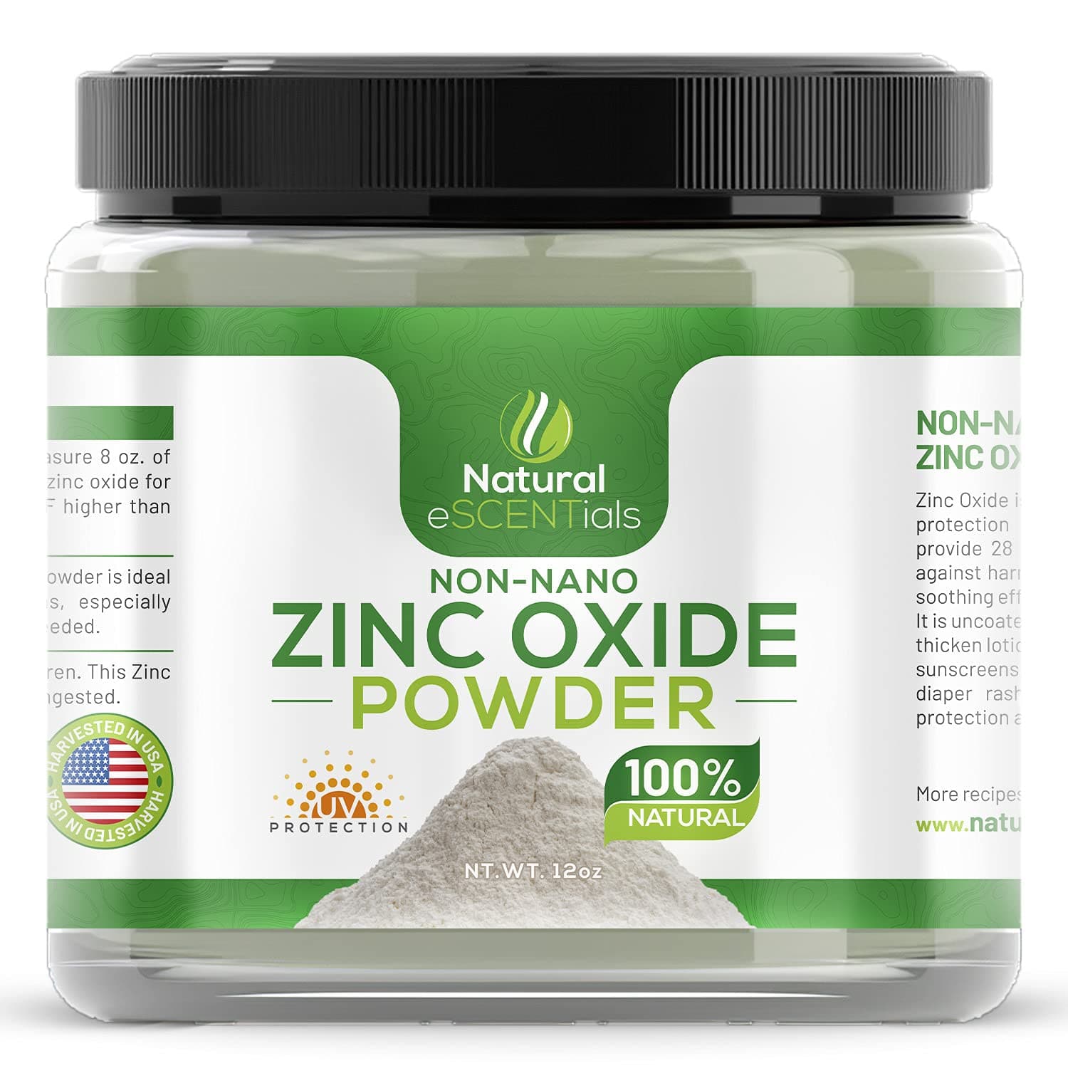 Natural Zinc Oxide Powder - Non Nano and Uncoated - Baby Safe, Cosmetic Grade Fine Powder - FREE: Recipe eBook