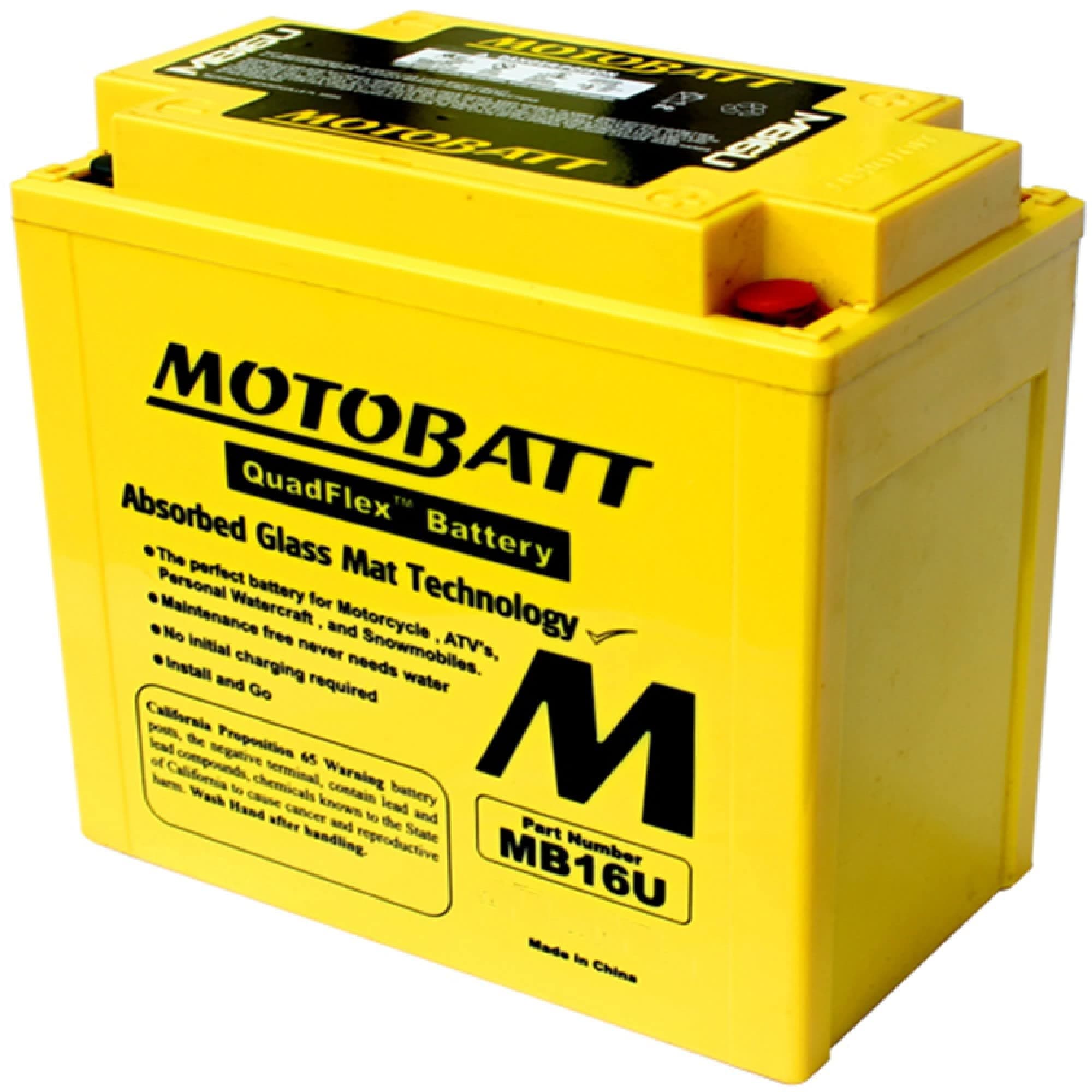 12 Volt 20 Ah MotoBatt MB16U Sealed Maintenance Free AGM Battery