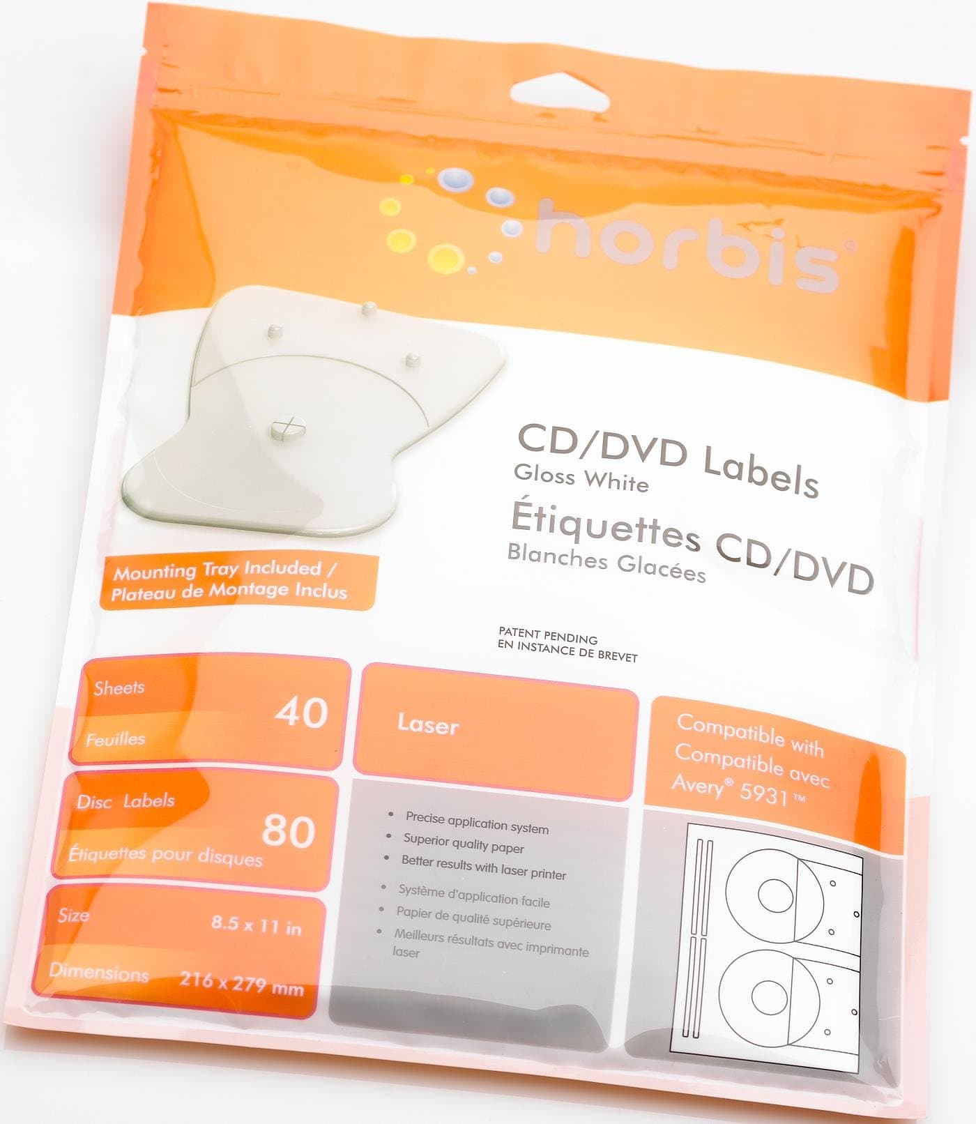 Laser CD/DVD Labels - Glossy 80 Disc Labels + Label Applicator Included