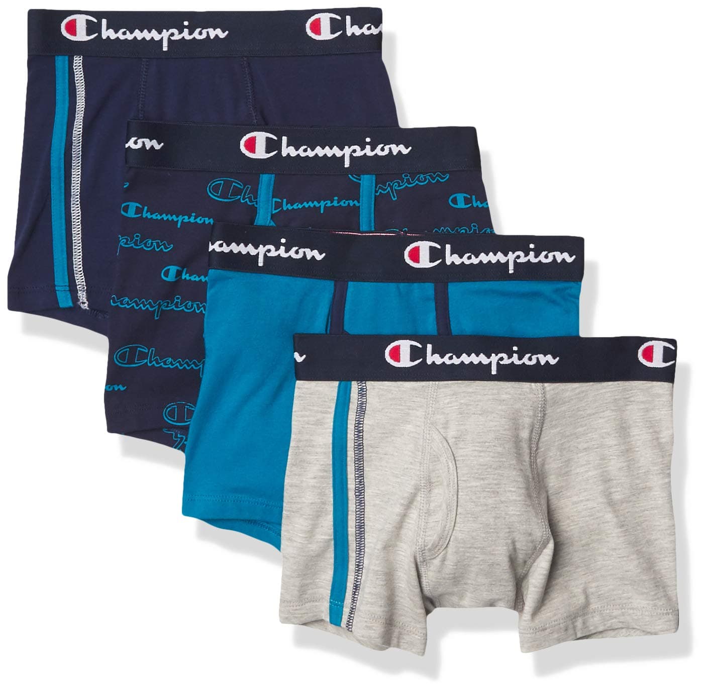 ChampionBoys' Underwear, Cotton Stretch Boxer Briefs, Moisture-Wicking, Assorted 4-Pack