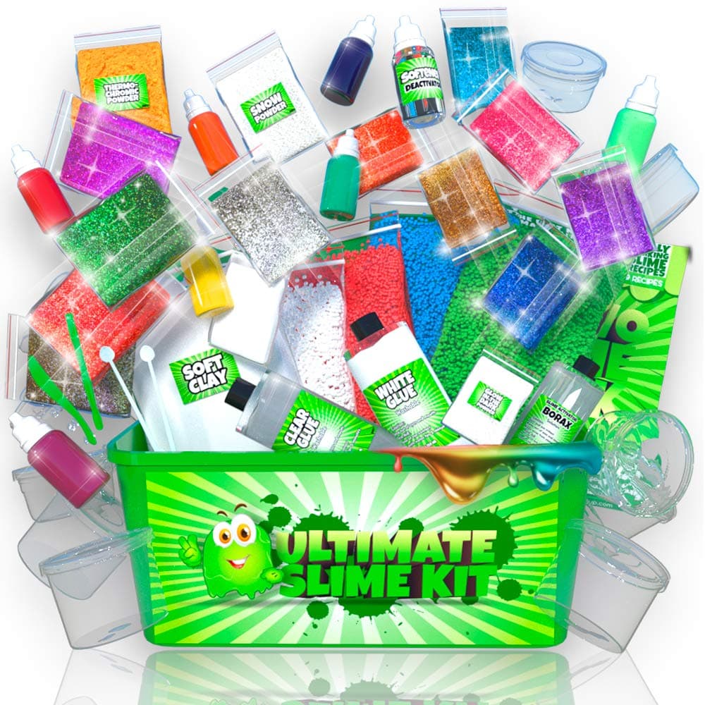 Slime Kit for Girls and Boys - 2 in 1 - DIY Slime Making Kit Plus Slime Supplies Kit - All-Inclusive [47 Pieces Set] with Instant Snow, Clear Glue, Foam Balls, Slime Glue, White Glue