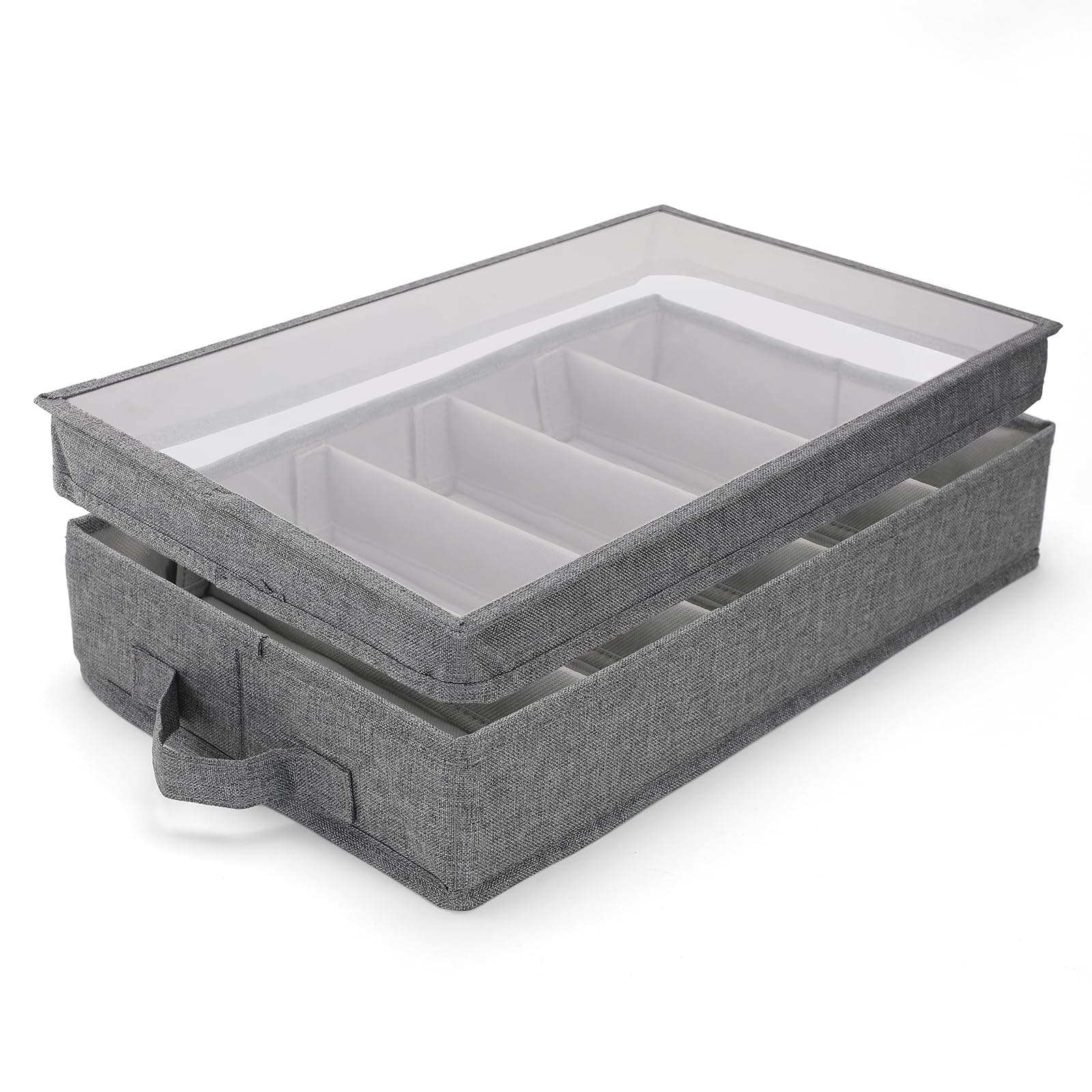 Joyfol DayFlatware Utensil Storage Case, Silverware Storage Box with Padded Dividers, Removable Cutlery Storage Holder with Handles and Removable Lid, for Protects and Organizes Cutlery (Grey)