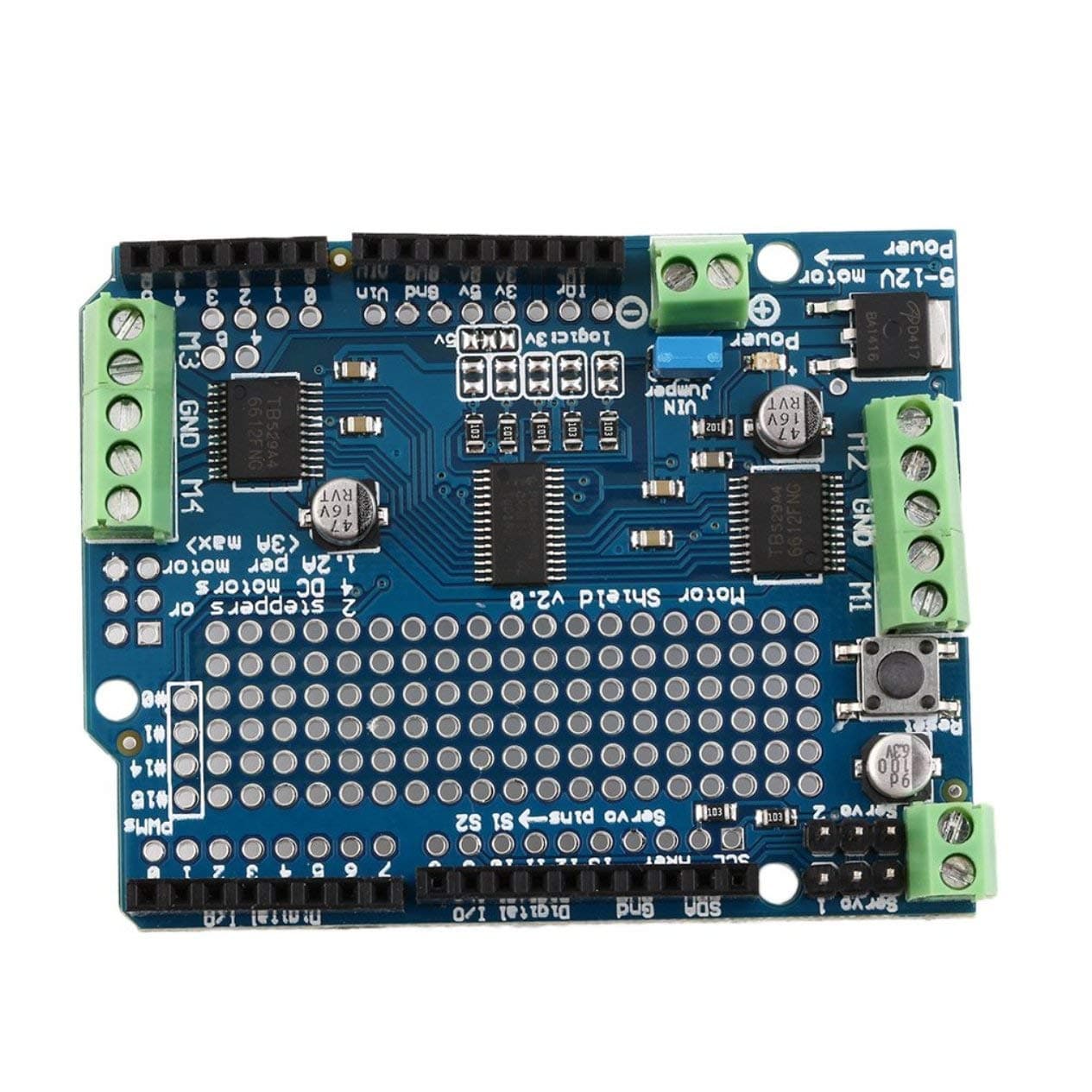 EdBerk74 Lightweight Durable Blue Motor/Stepper/Servo/Robot Shield For Arduino v2 with PWM Driver Shield 68 x 52 x 20mm