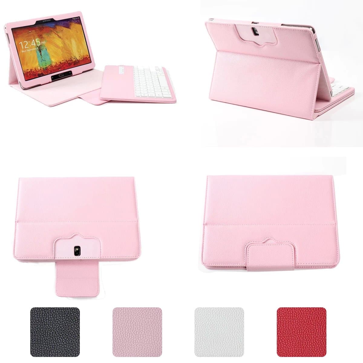 VIIGOOTECH Wireless Bluetooth Portfolio Case Cover Stand For Samsung Galaxy 10.1 2014 Edition P600 Pink