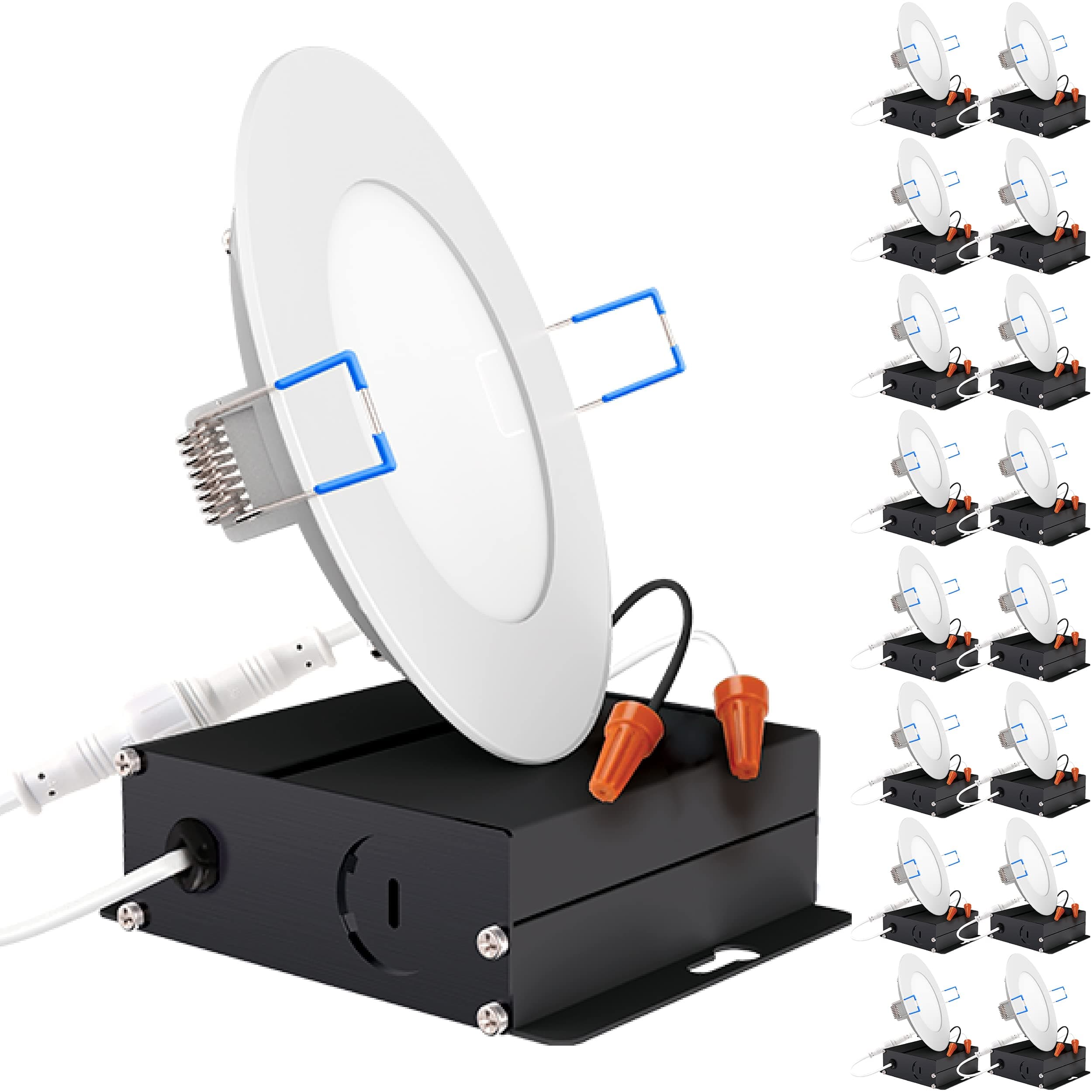 Sunco 16 Pack 4 Inch Ultra Thin LED Recessed Ceiling Lights Slim, 5000K Daylight, Dimmable, 10W, Wafer Thin, Canless with Junction Box