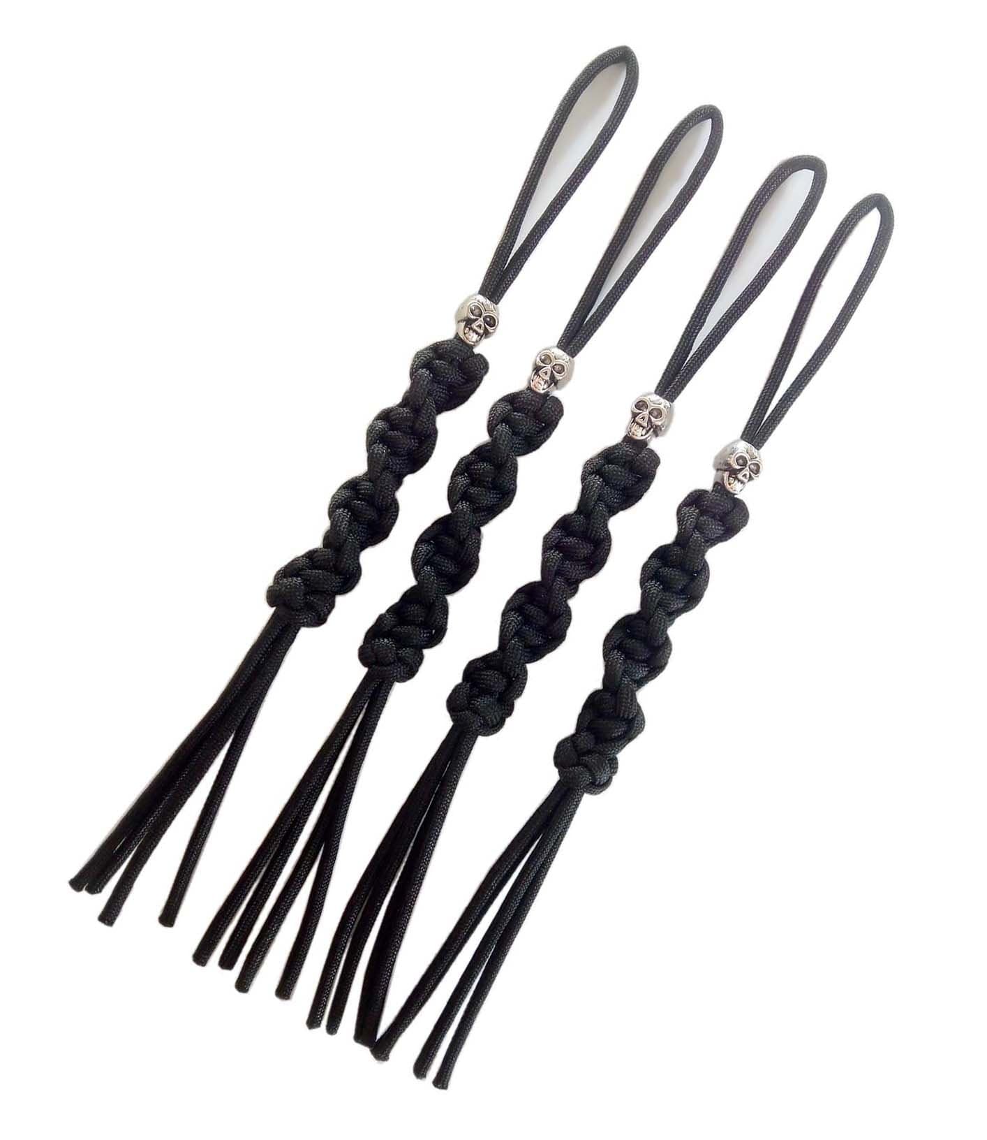 YHAN Paracord DNA Helix Style Knife Lanyard with Skull Alloy Bead-4 Pack