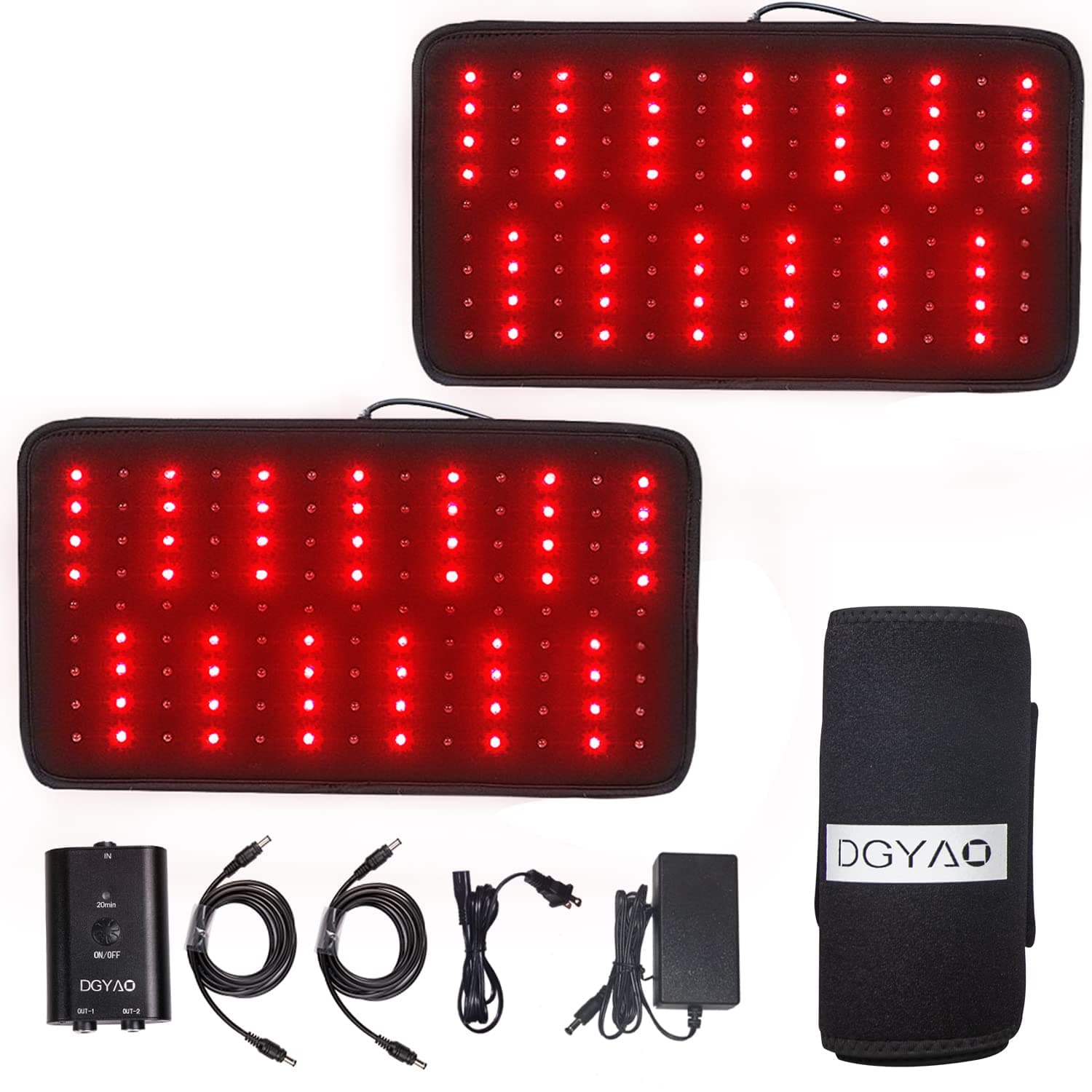 DGXINJUN Infrared Red Light Therapy Device Back Pain Relief FSA HSA Eligible FDA Cleared Led Pad Large Flexible Wearable Wrap (Two-Pads)