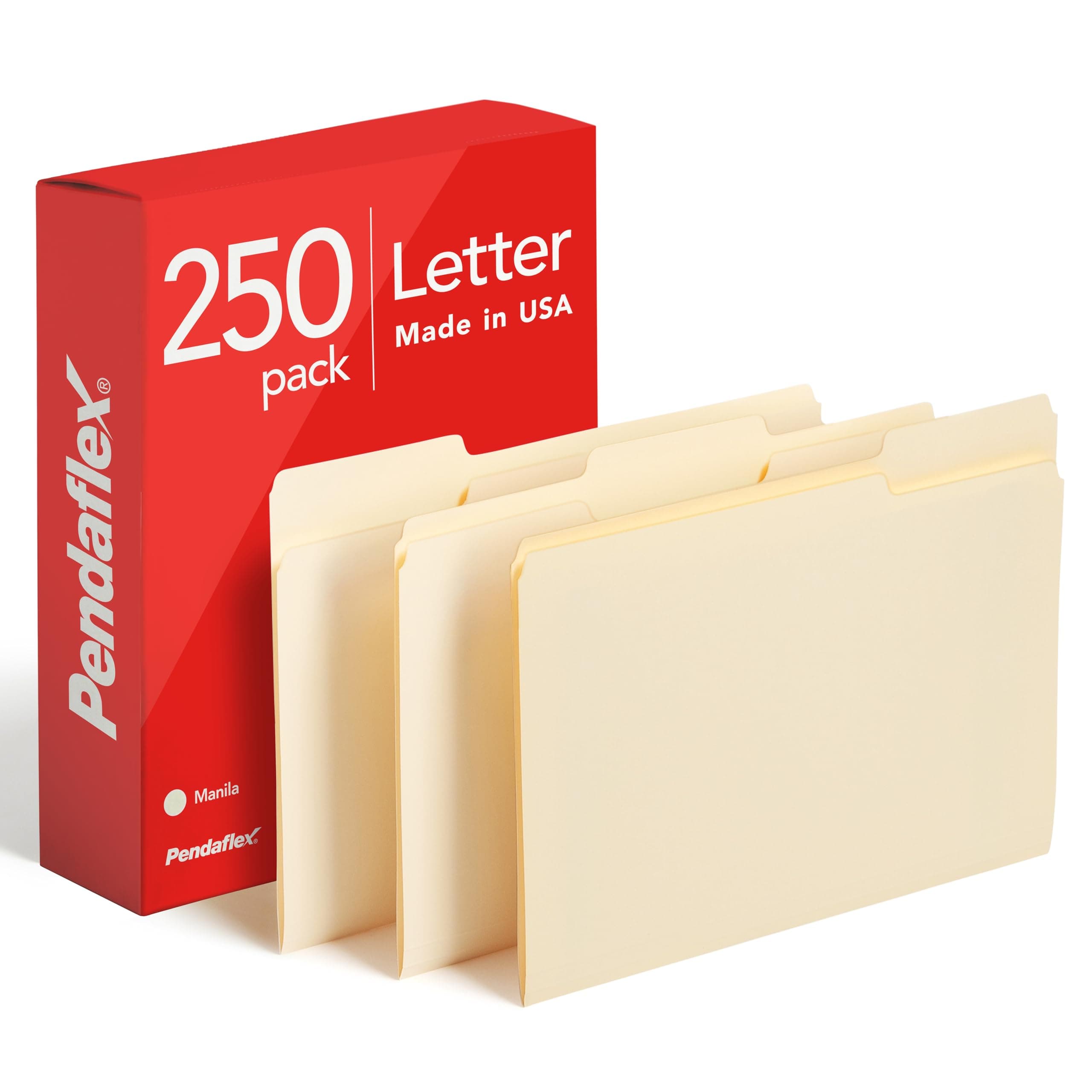 Pendaflex File Folders, Letter Size, 1/3 Cut, Manila, 250 per Box (752250)