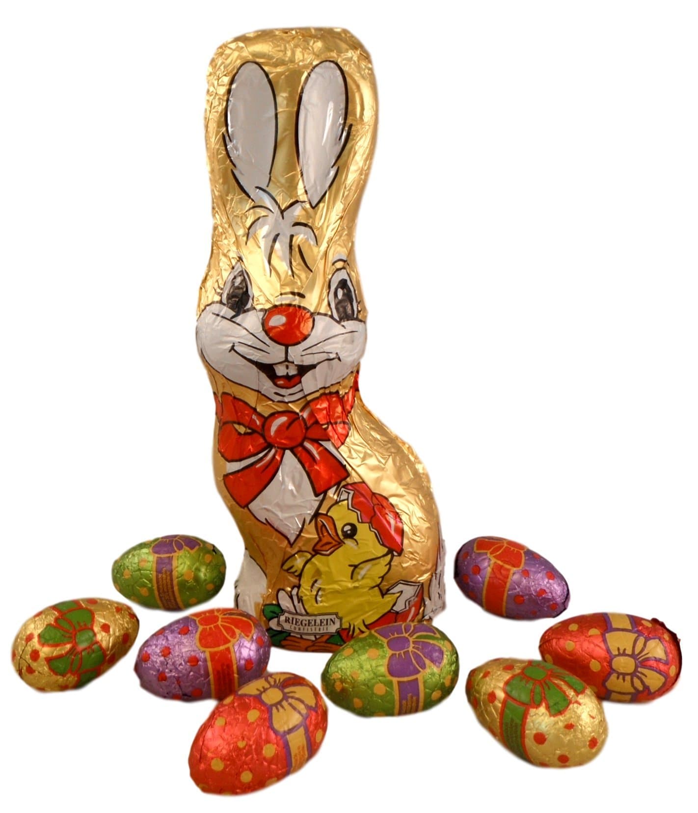 Riegelein Confiserie Big Easter Bunny Basket Filler Bundle - 2 Items: 8 Chocolate Bunny and Bite Sized Chocolate (Big Bunny and Eggs)