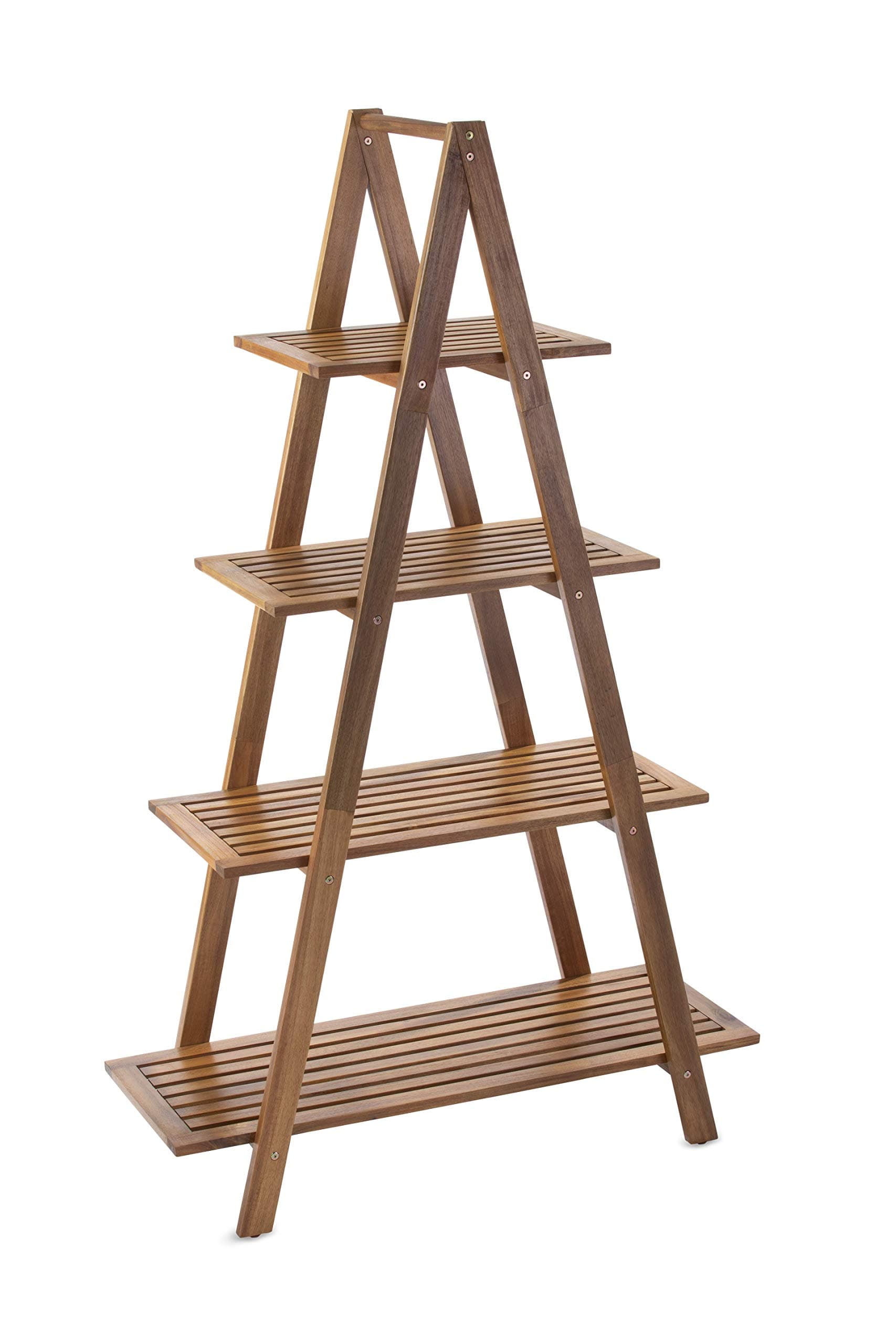 SG-105NTR Cascade Series | 4-Tier Real Wood Ladder Bookcase, 4-Shelf, Natural