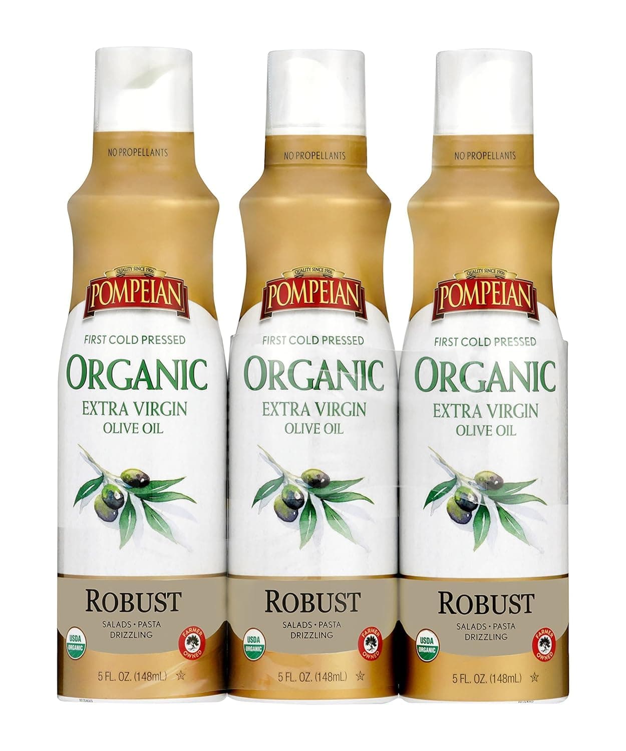 USDA Organic Extra Virgin Olive Oil Non-Stick Cooking Spray, No Propellant, 5 Fl Oz, Pack of 3