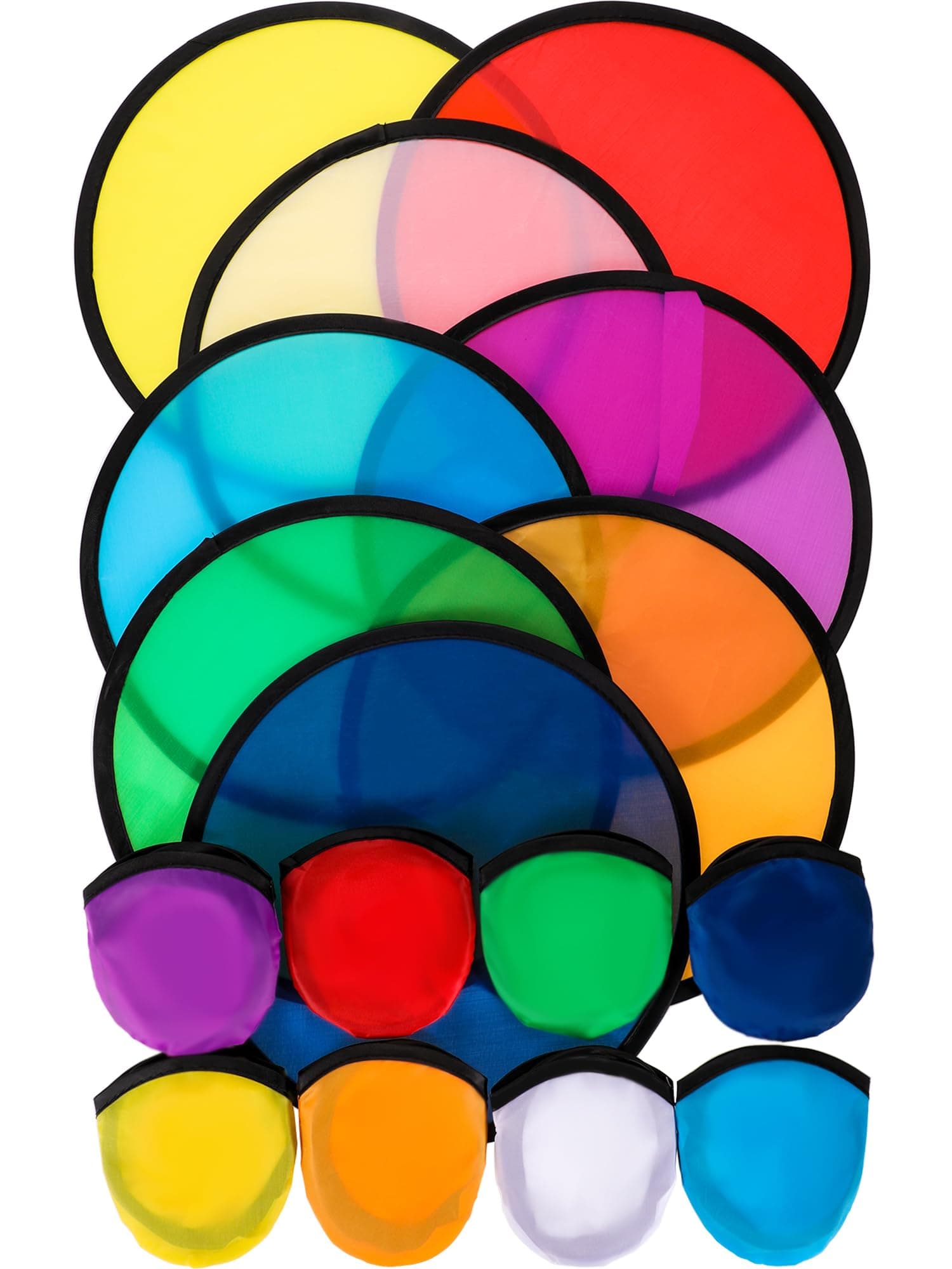 Gejoy Foldable Flying Disc Fans Bulk with Bags 9.8 Inch DIY Sublimation Handheld Cooling Fan Beach Flying Disc for Summer Outdoor Games Activities Birthday Wedding Party Favors