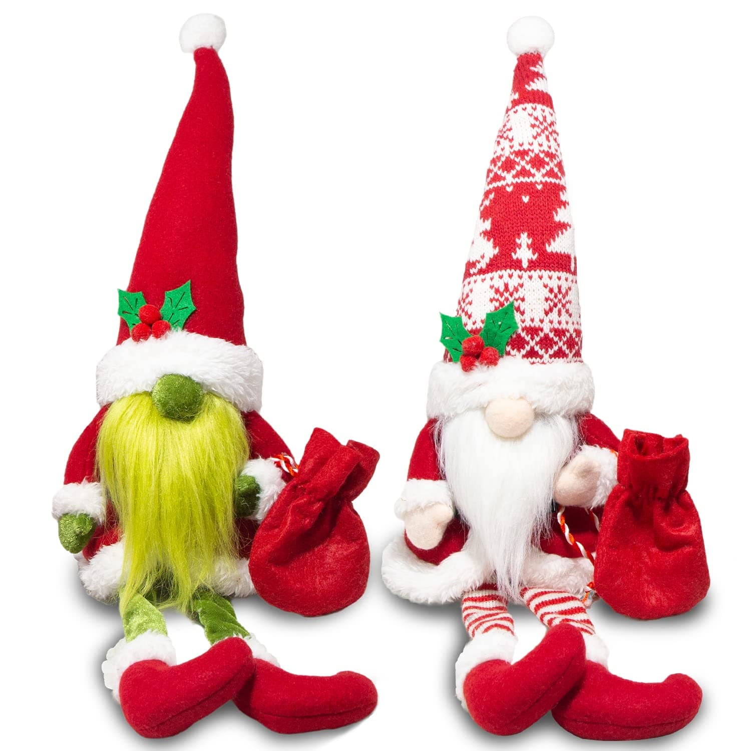 2PCS Christmas Gnomes Decorations for Home Holiday Party Gifts Elf Santa Gnome Ornaments Tiered Tray Decor