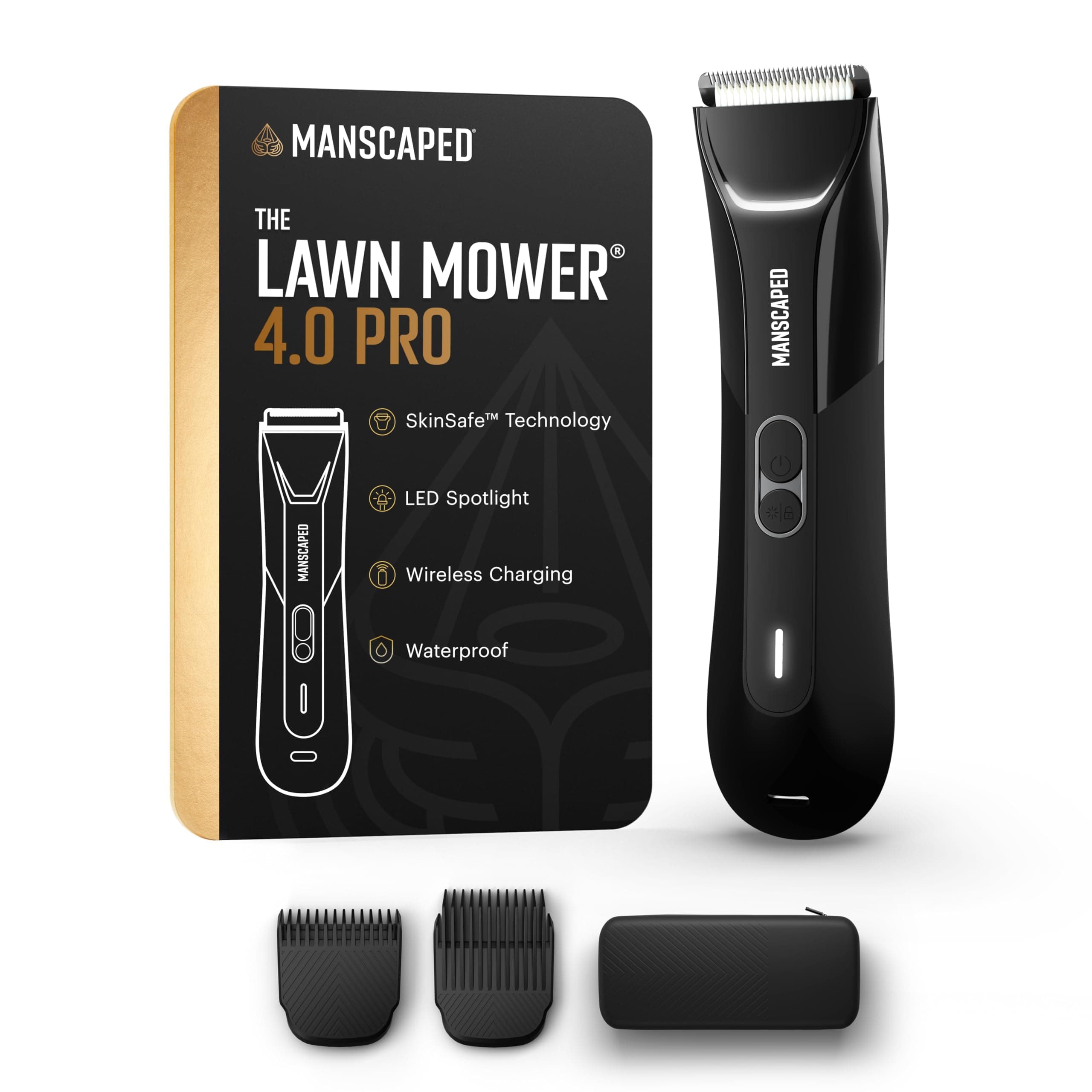 The Lawn Mower® 4.0 PRO - Groin & Body Hair Trimmer, Updated SkinSafe® Trimmer Blade, Waterproof Wet/Dry Groomer, USB-C & Wireless Charging Compatible, Men’s Ball Shaver with Travel Lock